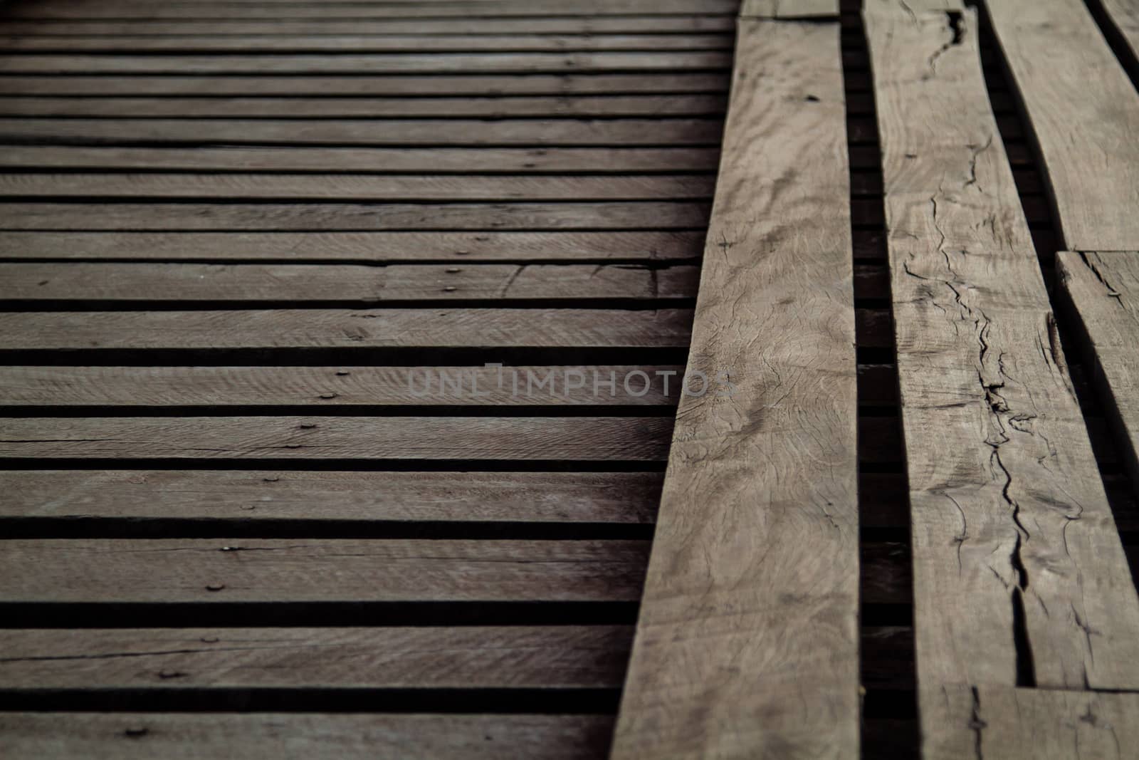 The old wooden bridge across the river