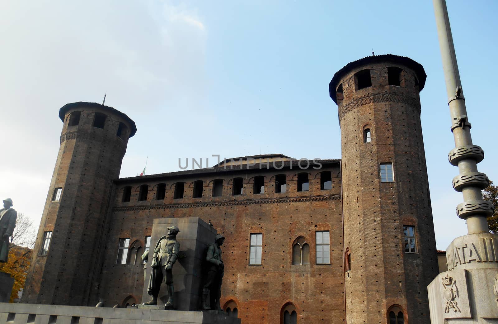 Close up view of the fort in Piazza Castello, Turin, Italy.

Picture taken on October 28, 2013.