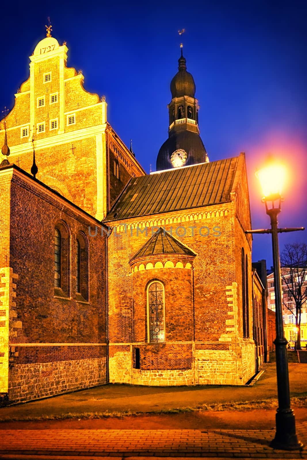 Cathedral in Riga at winter night