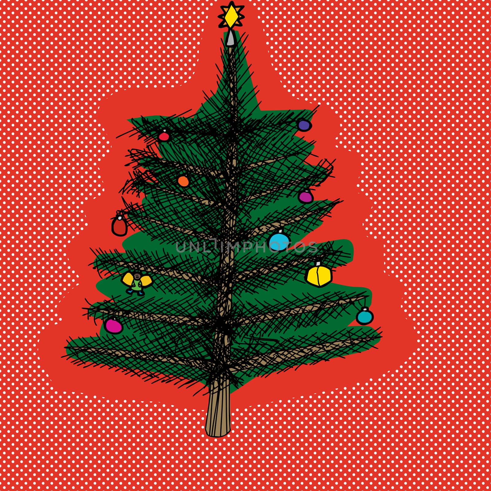 Christmas Tree Over Red by TheBlackRhino