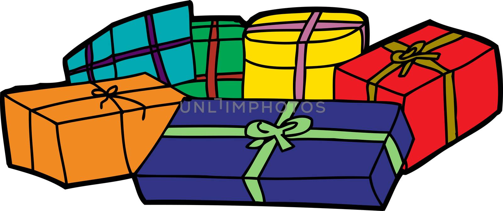 Isolated pile of gift boxes over white background
