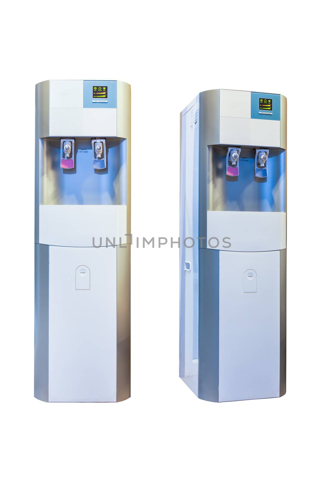 Electric water cooler machine isolated on a white background