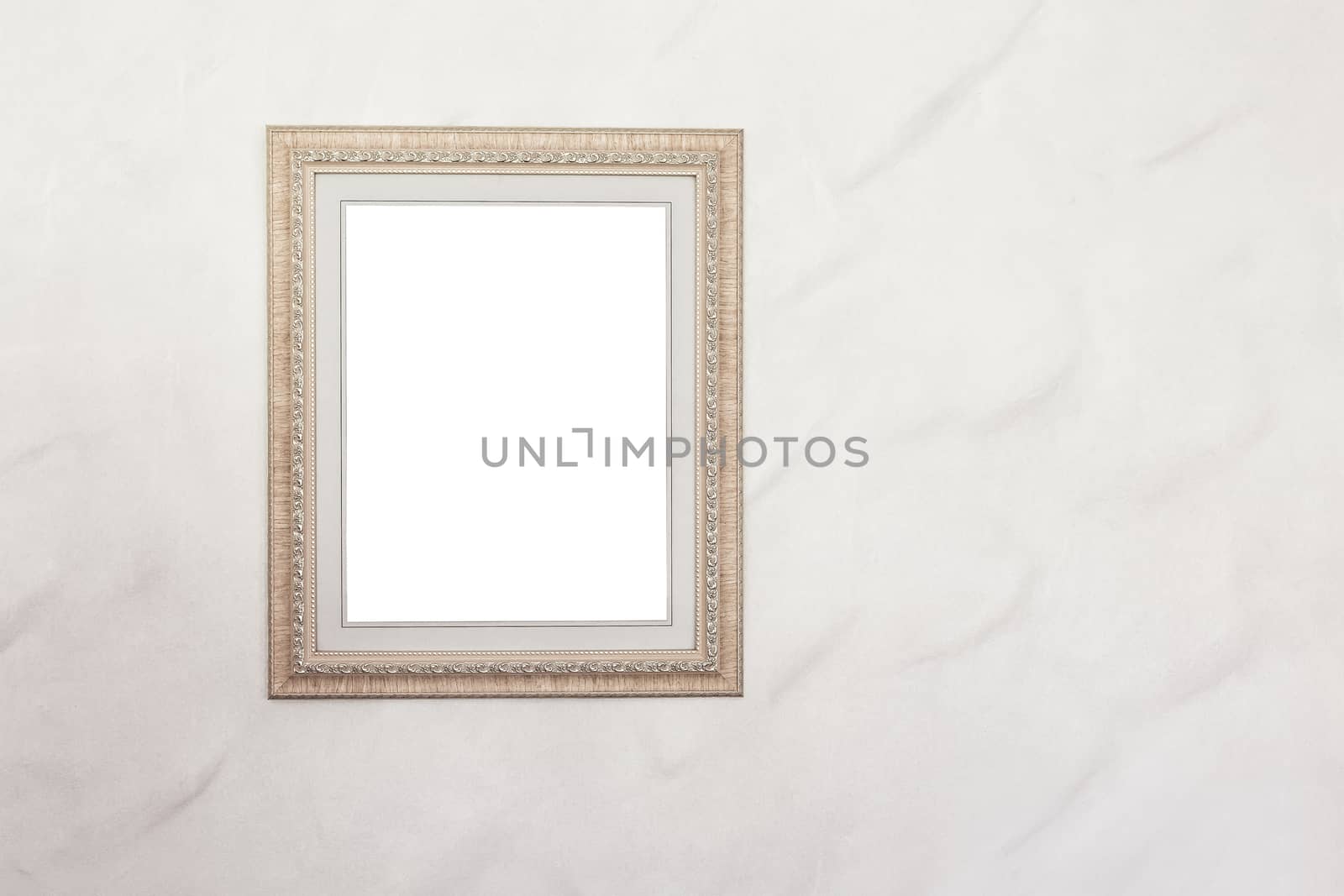 blank photo frame on white wall background by FrameAngel