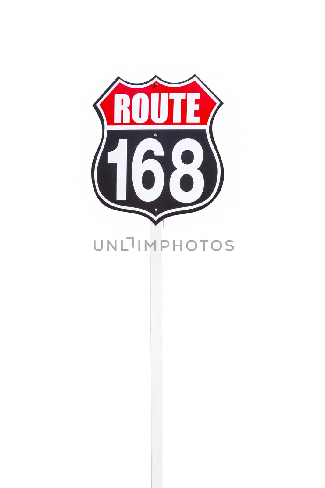 vintage route 168 road  sign isolated on white background