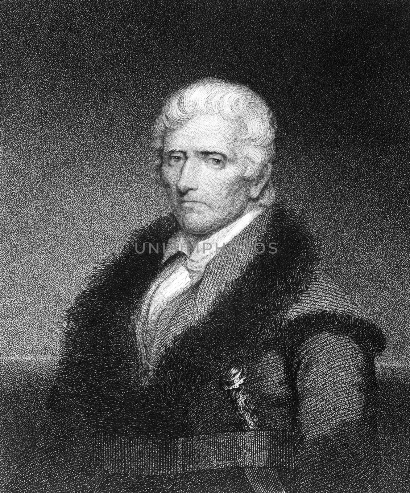 Daniel Boone (1734-1820) on engraving from 1835. American pioneer, explorer, and frontiersman. Engraved by J.B.Longacre and published in''National Portrait Gallery of Distinguished Americans Volume II'',USA,1835.