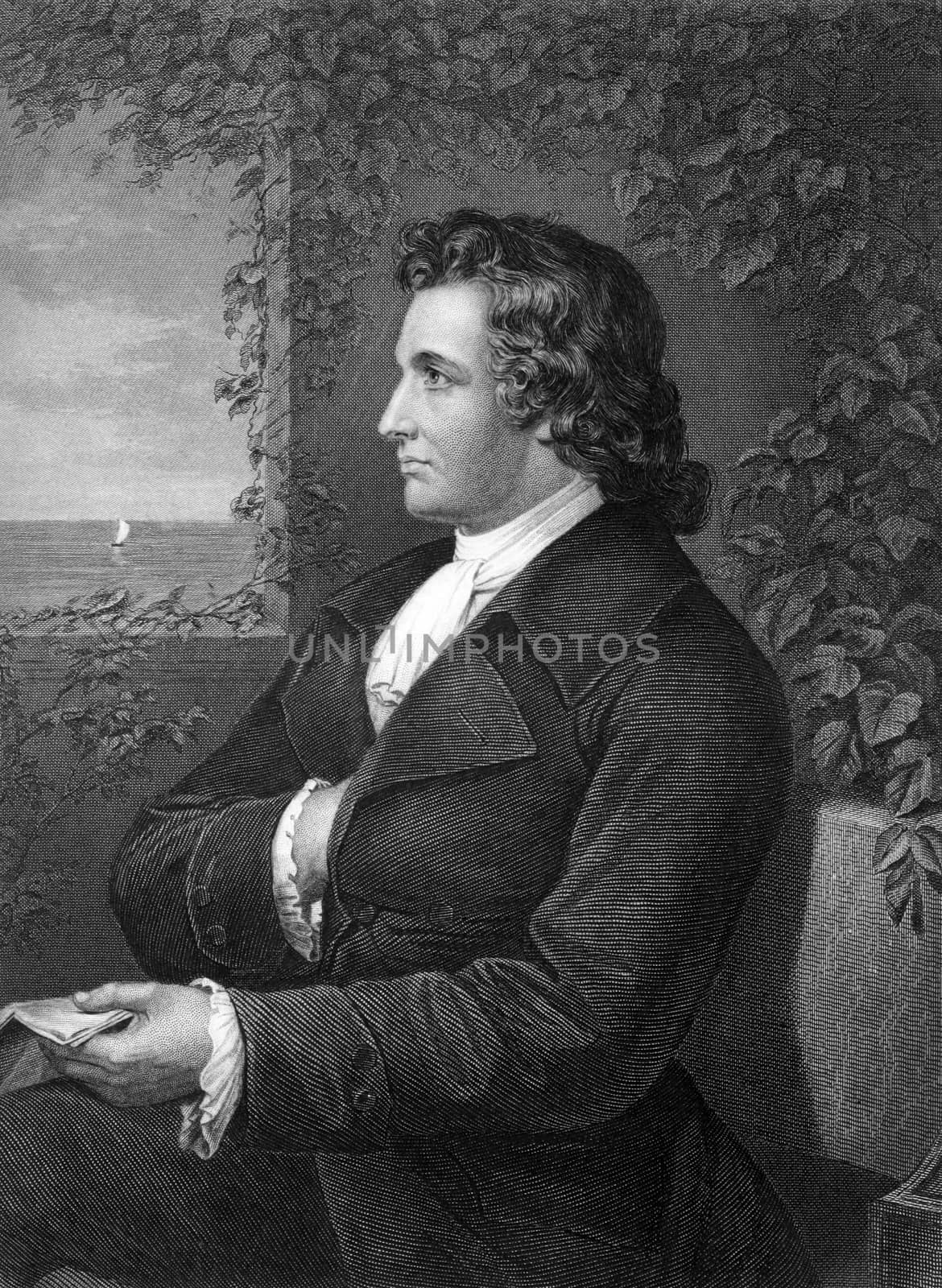 Johann Wolfgang von Goethe (1749-1832) on engraving from 1873. German writer, artist and politician. Engraved by unknown artist and published in ''Portrait Gallery of Eminent Men and Women with Biographies'',USA,1873.