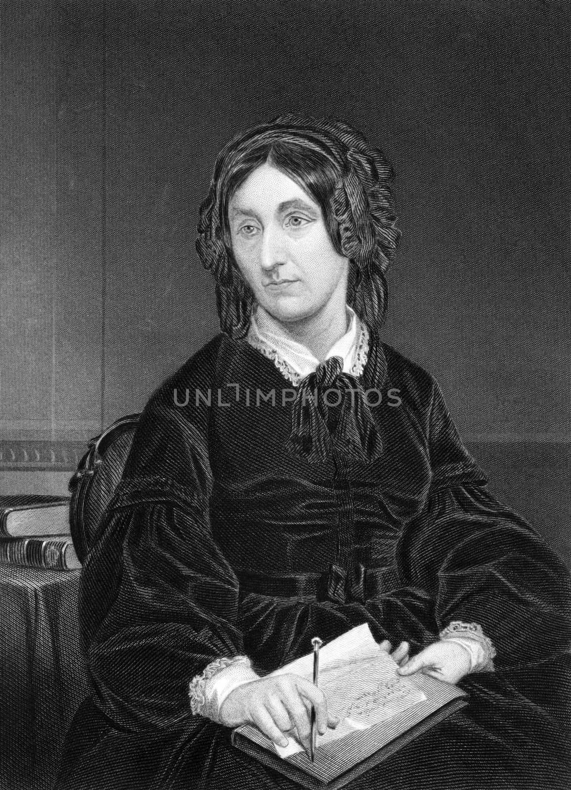 Mary Somerville (1780-1872) on engraving from 1873.  Scottish science writer and polymath. Engraved by unknown artist and published in ''Portrait Gallery of Eminent Men and Women with Biographies'',USA,1873.
