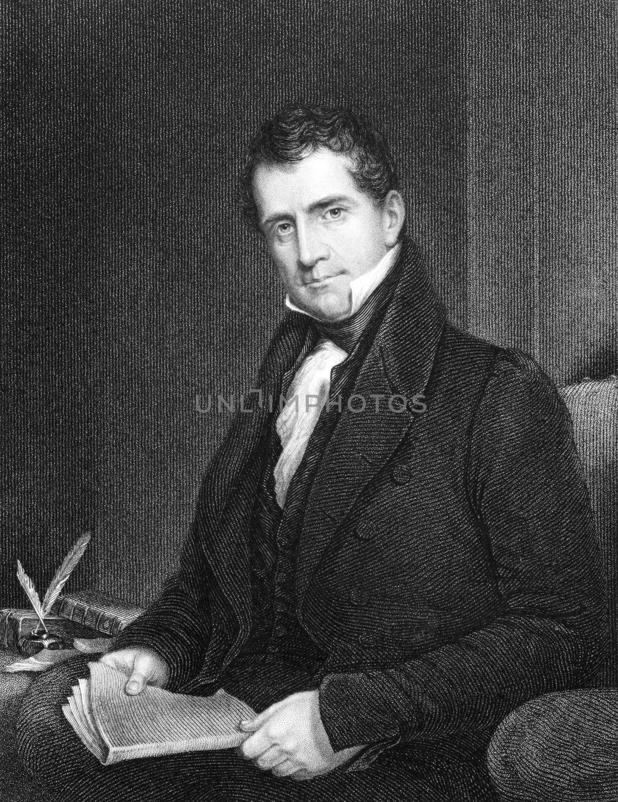 Theodric Romeyn Beck (1791-1855) on engraving from 1834. American physician. Engraved by E. Prudhomme and published in ''National Portrait Gallery of Distinguished Americans'',USA,1834.