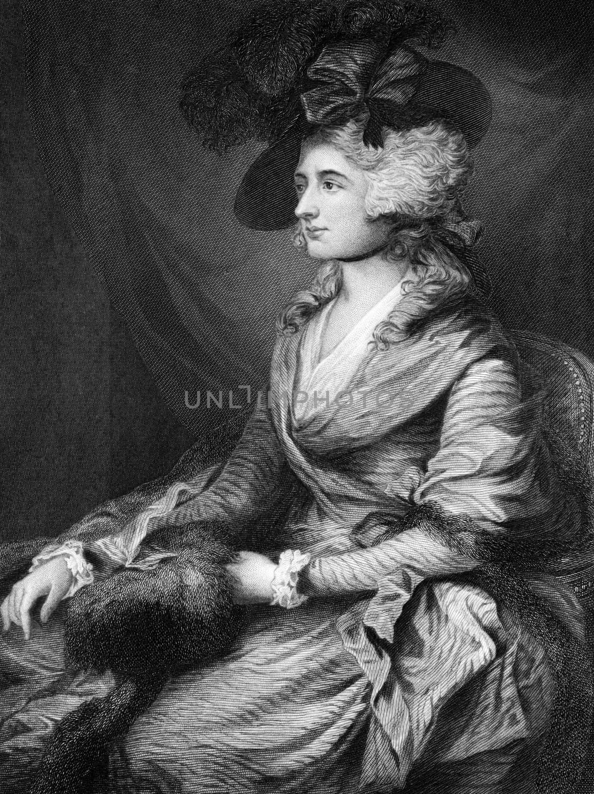 Sarah Siddons (1755-1831) on engraving from 1873. British actress, most famous 18th century tragedienne. Engraved by unknown artist and published in ''Portrait Gallery of Eminent Men and Women with Biographies'',USA,1873.