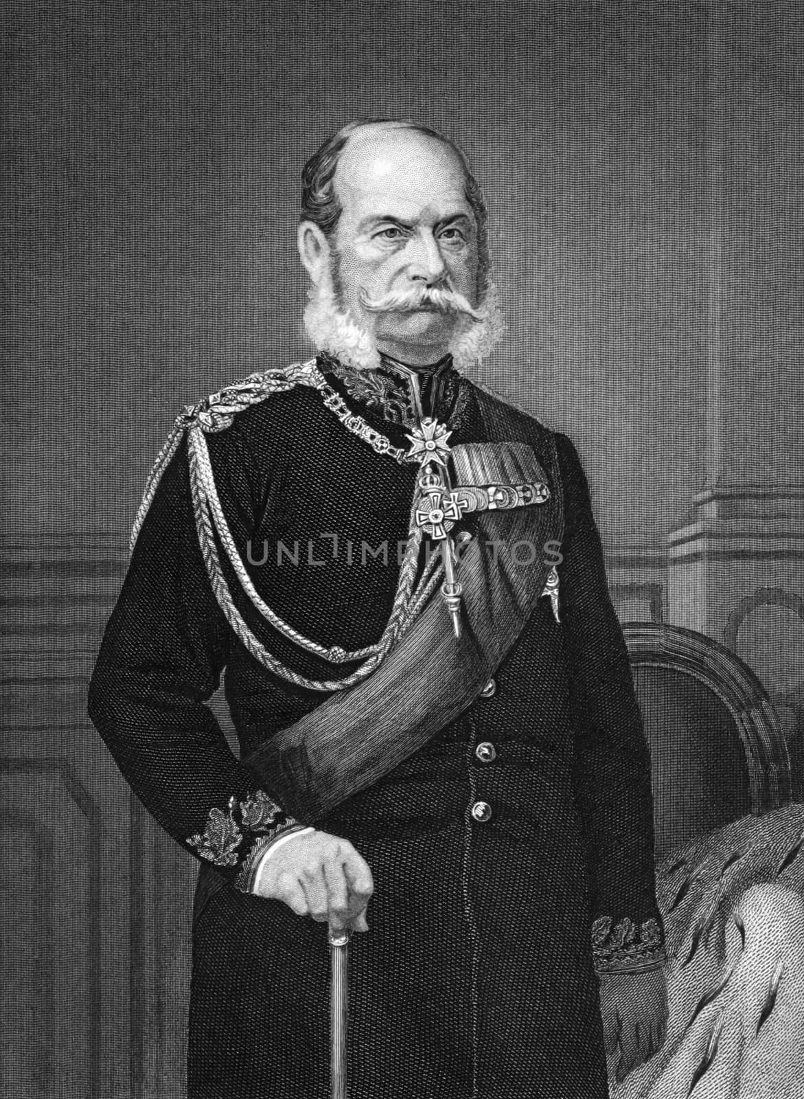 William I, German Emperor (1797-1888) on engraving from 1873. King of Prussia during 1861-1888 and the first German Emperor during 1871-1888. Engraved by unknown artist and published in ''Portrait Gallery of Eminent Men and Women with Biographies'',USA,1873.