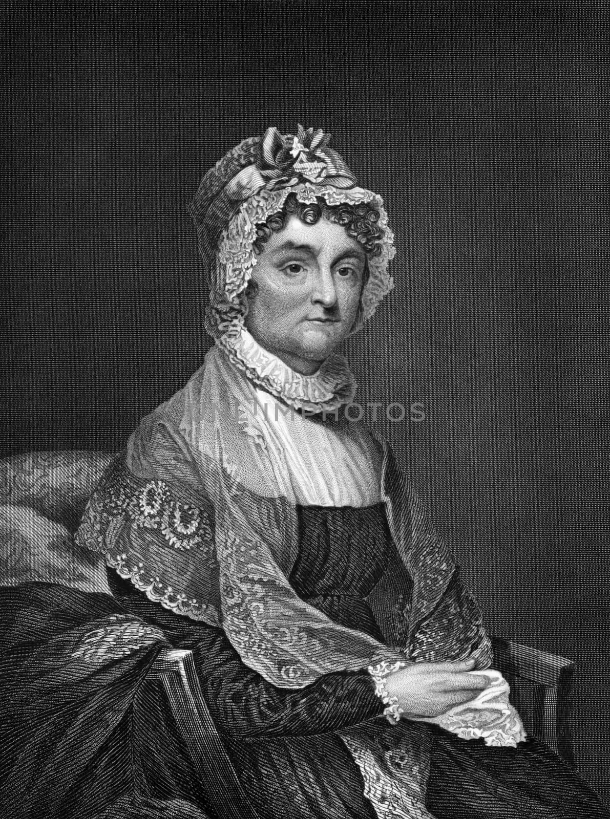 Abigail Adams (1712-1786) on engraving from 1873. Wife of John Adams president of the USA. Engraved by unknown artist and published in ''Portrait Gallery of Eminent Men and Women with Biographies'',USA,1873.
