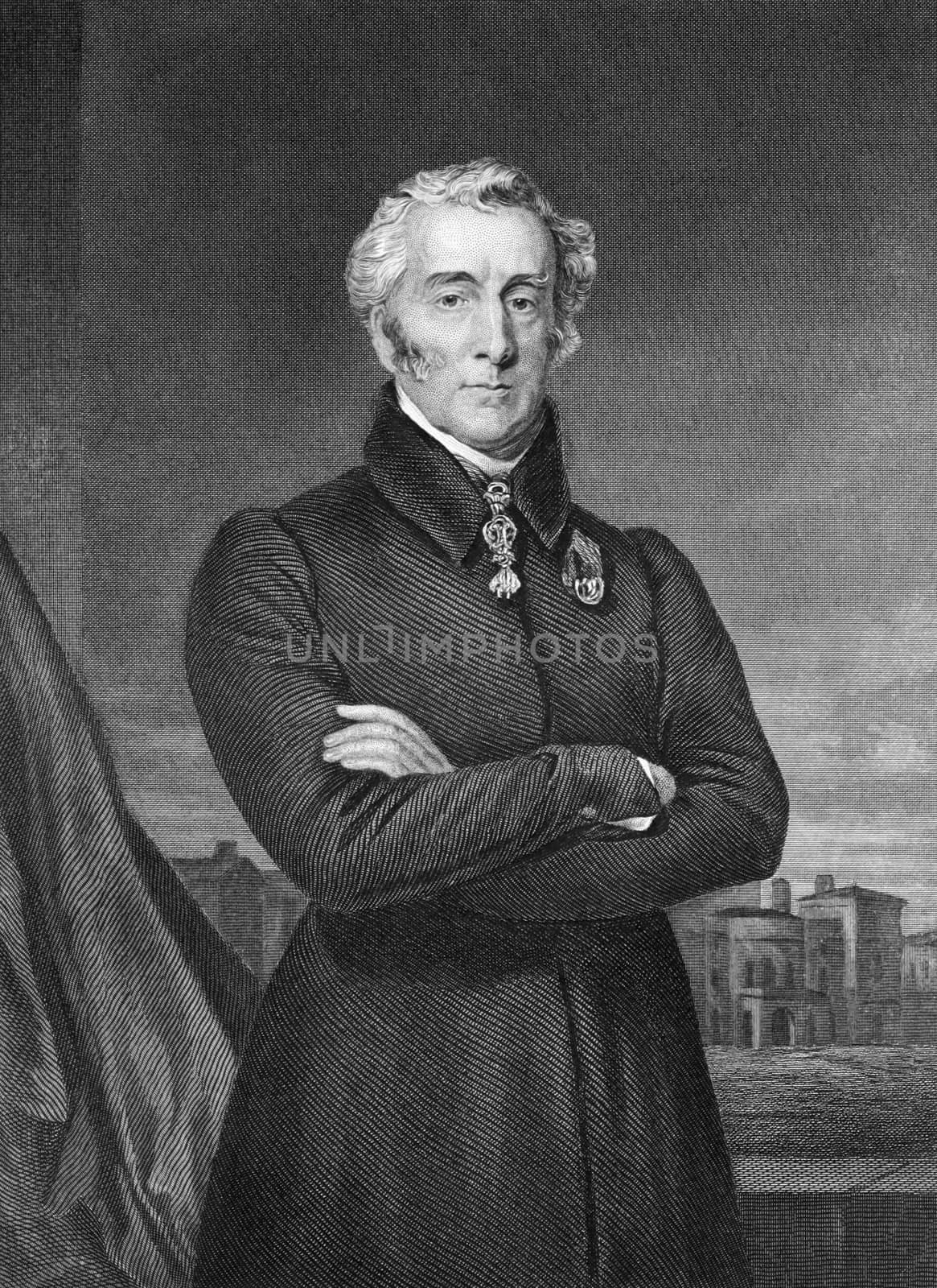 Arthur Wellesley, 1st Duke of Wellington (1769-1852) on engraving from 1873. British soldier and statesman. Engraved by unknown artist and published in ''Portrait Gallery of Eminent Men and Women with Biographies'',USA,1873.
