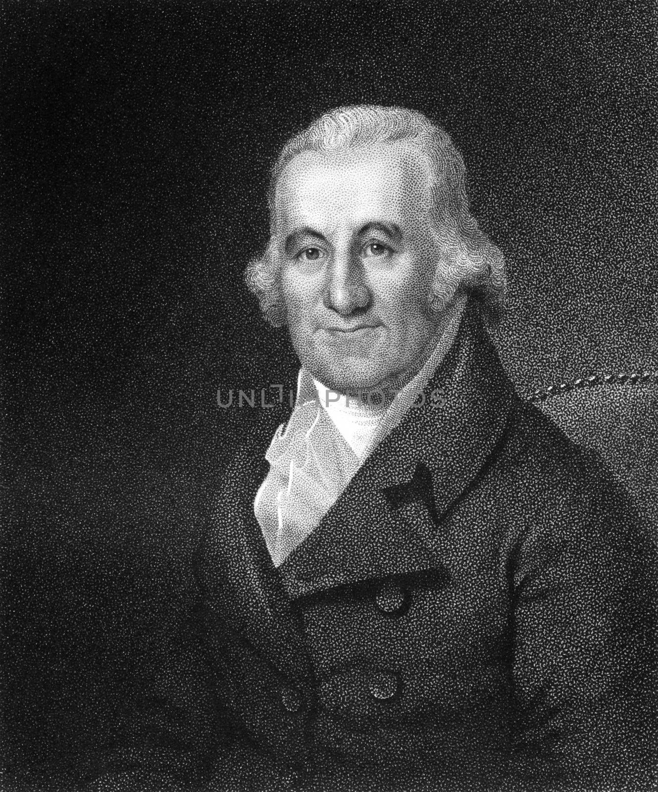 Caspar Wistar (1761-1818) on engraving from 1835.  American physician and anatomist. Engraved by J.B.Longacre and published in''National Portrait Gallery of Distinguished Americans Volume II'',USA,1835.