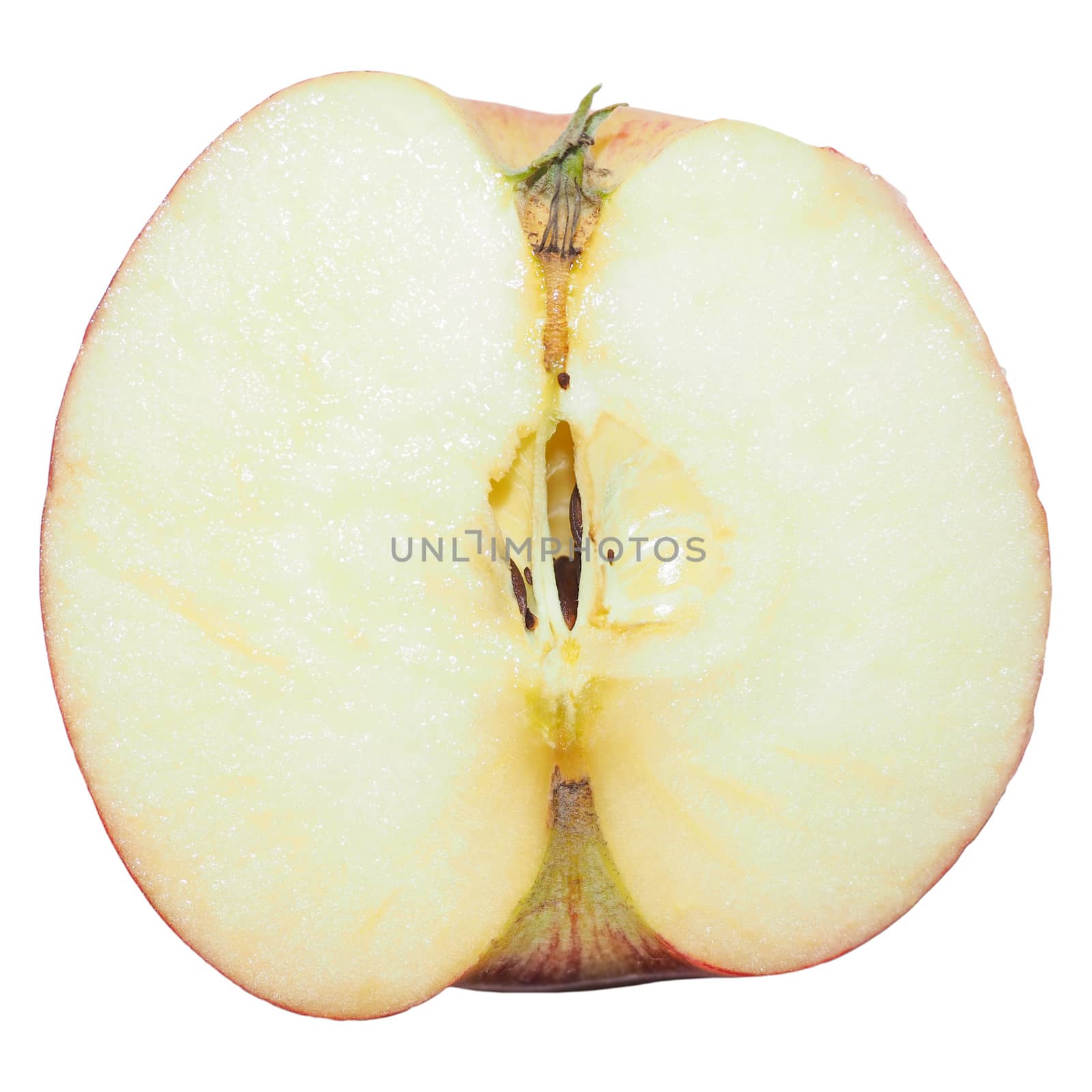 Red apple fruit isolated over white background