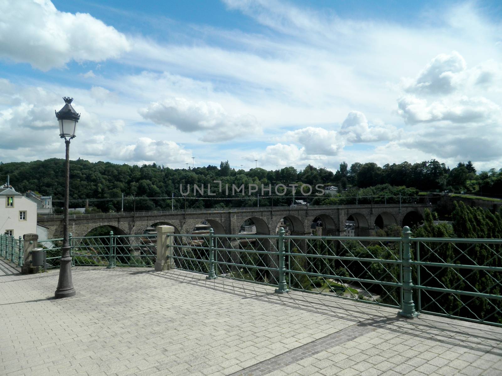 Distant view of Passerelle bridge (Luxembourg Viaduct), Luxembourg city, Luxembourg.

Picture taken on July 29, 2012.