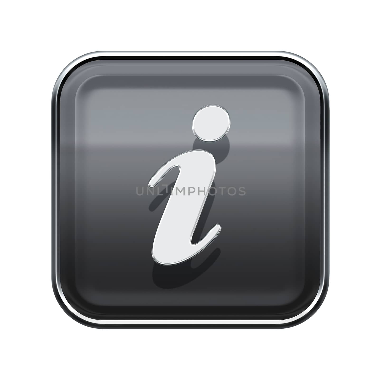 Information icon glossy grey, isolated on white background