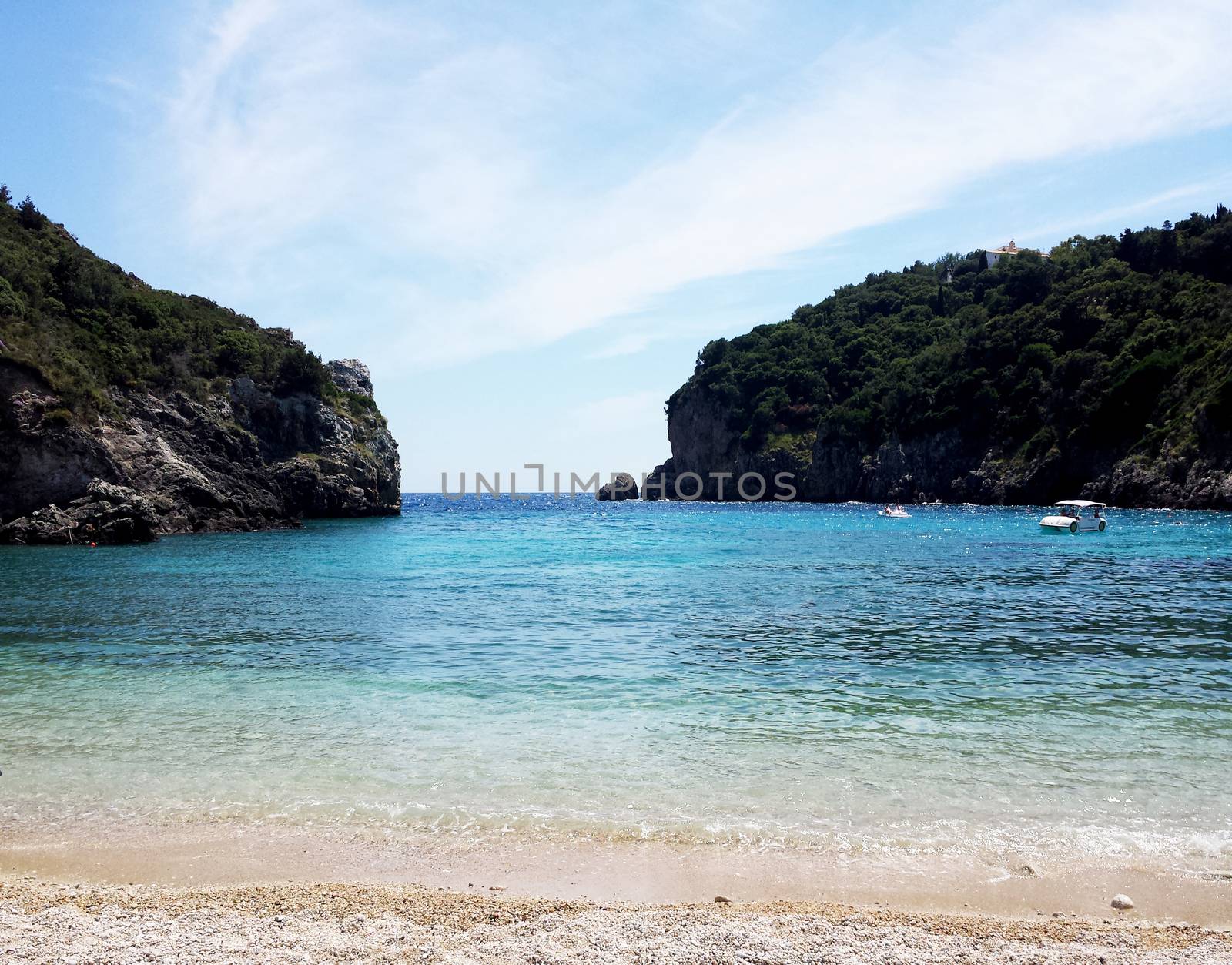 View of St. Spyridon bay (Palaiokastritsa) in Corfu Island, Greece.

Picture taken on June 30, 2014.