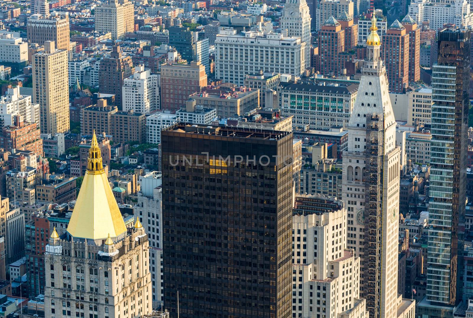 Beautiful aerial panoramic view of Manhattan skyscrapers, New Yo by jovannig