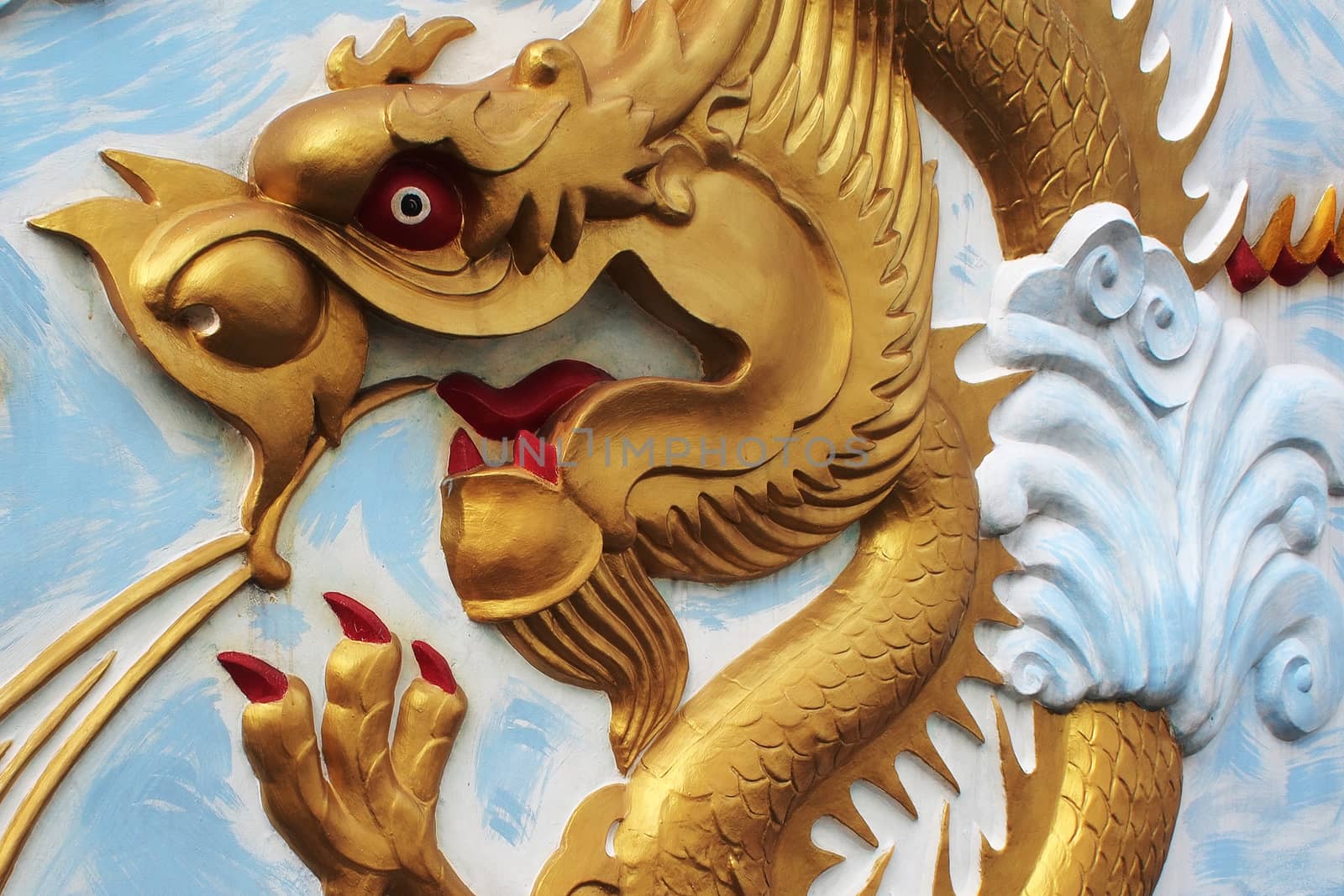 Chinese golden dragon as background 