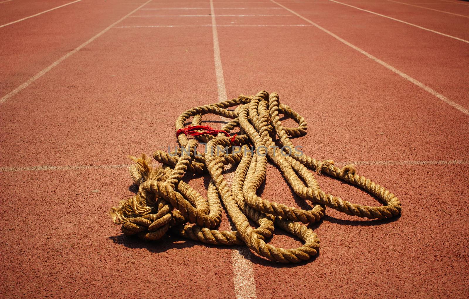 Rope on the runway of sports field