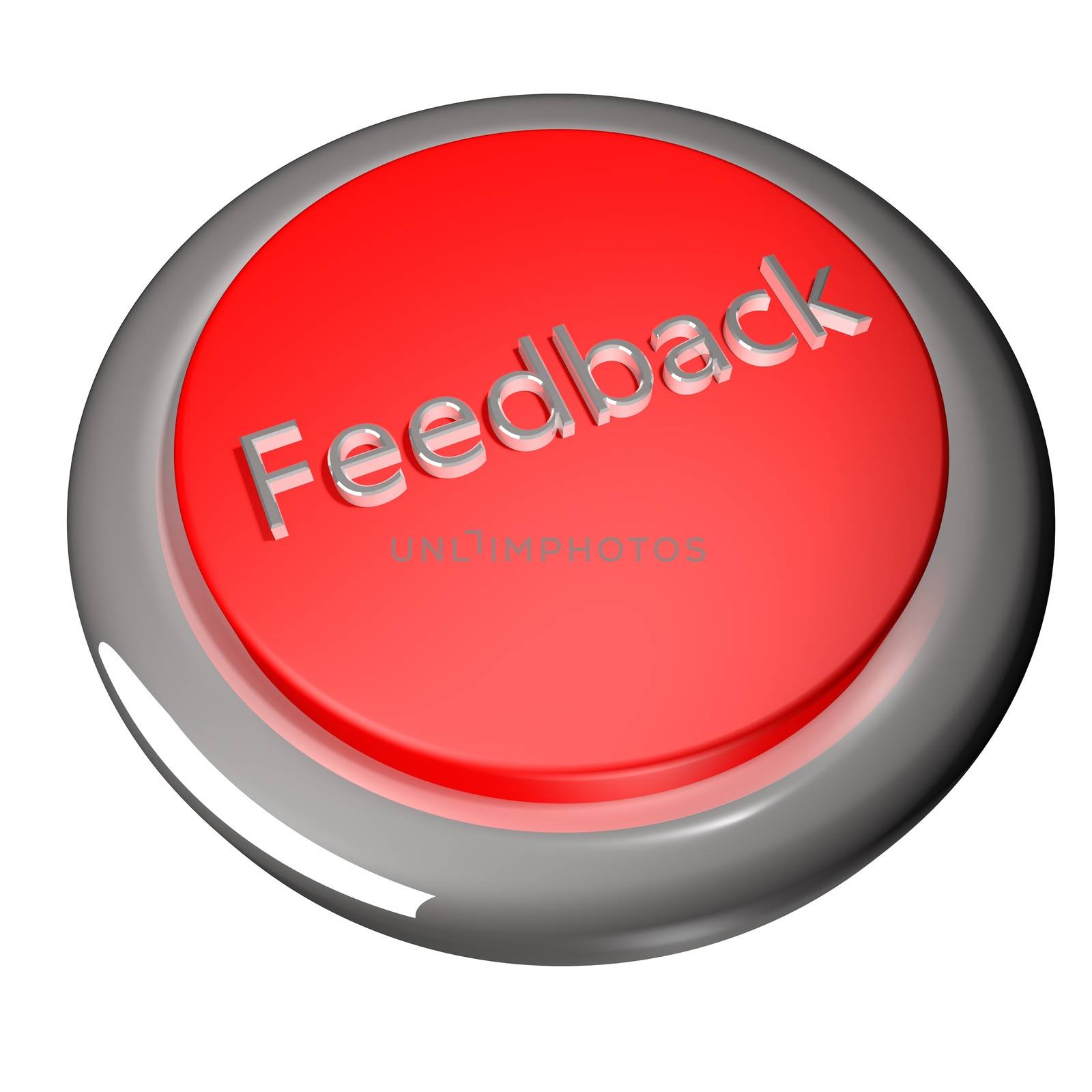 Feedback button isolated over white, 3d render