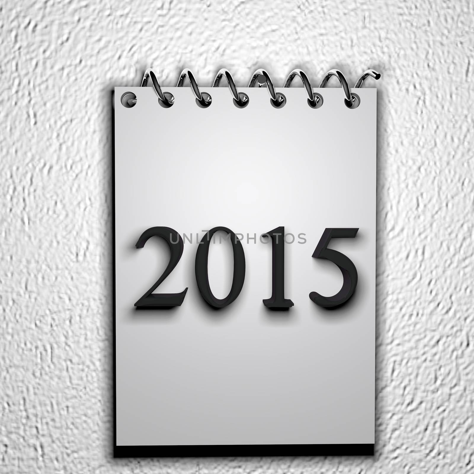 Calendar for 2015 on the wall, 3d render