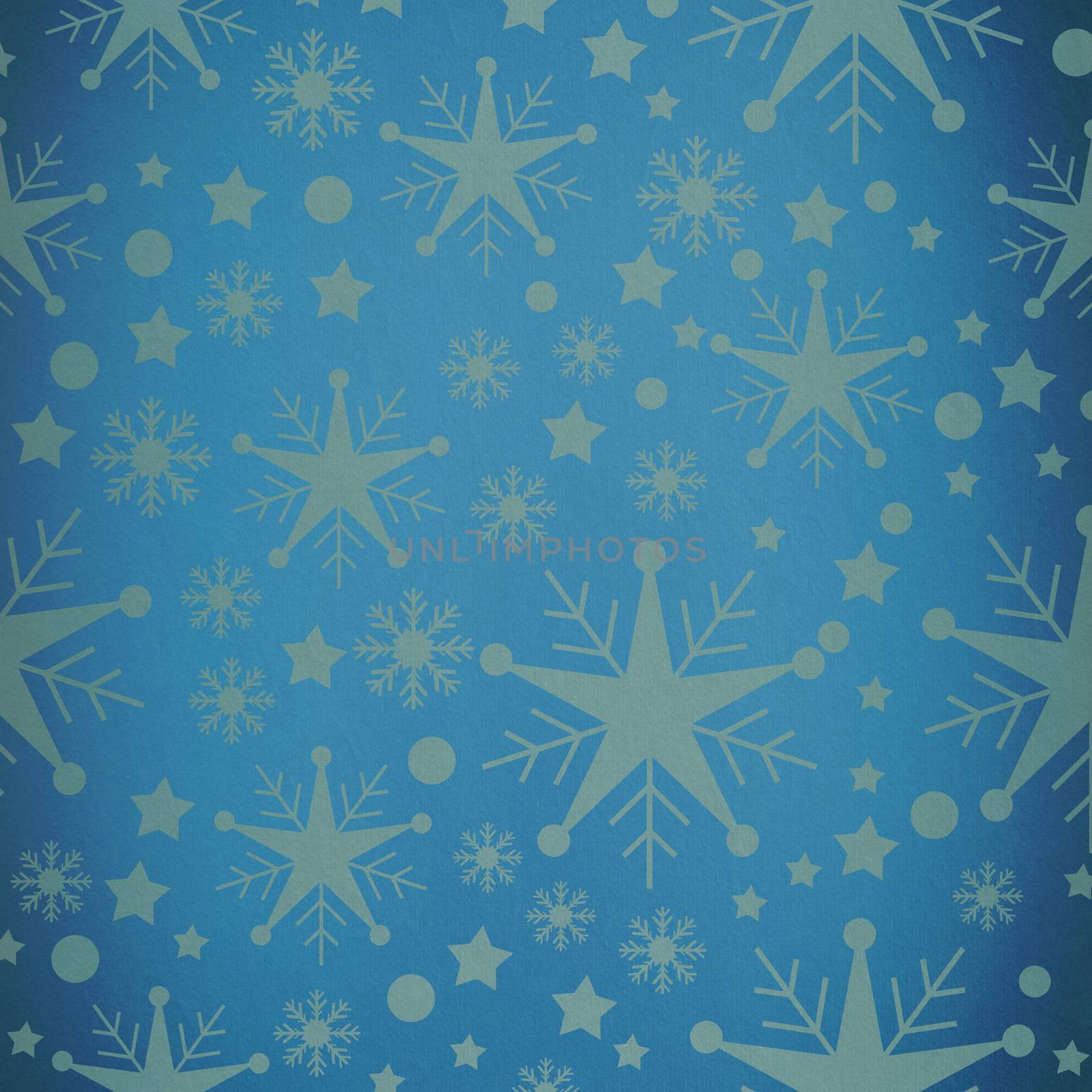 Snowflake pattern against blue vignette