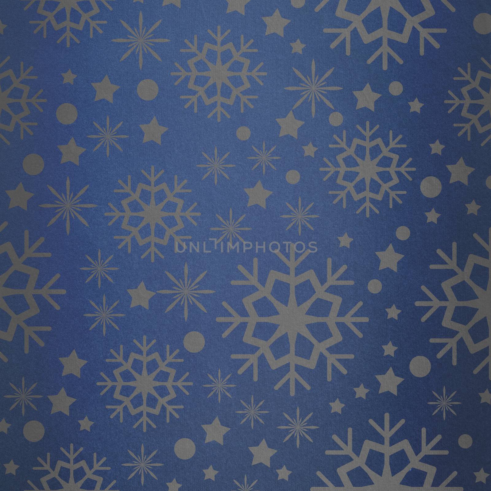 Snowflake pattern against blue vignette