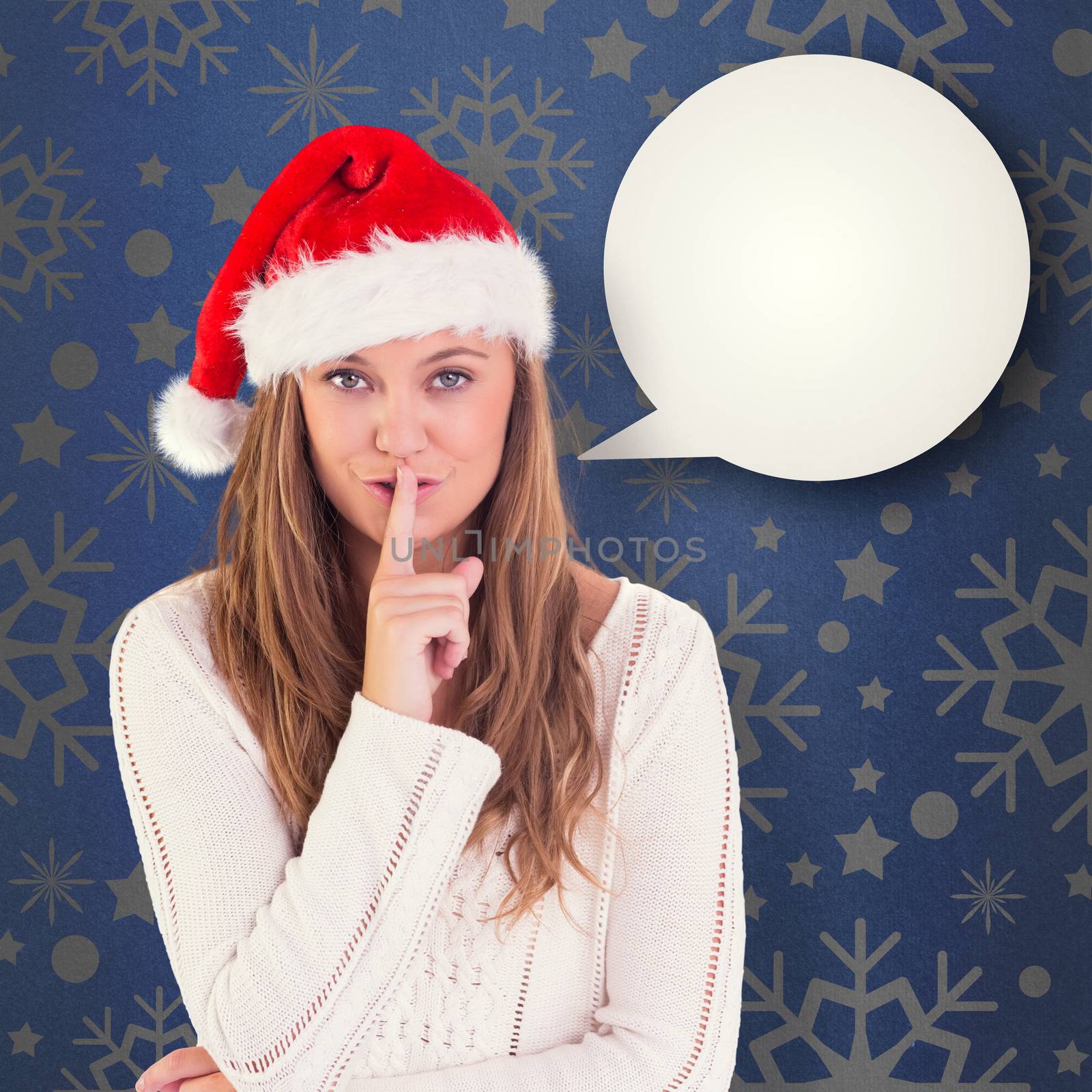 Composite image of festive blonde keeping a secret by Wavebreakmedia