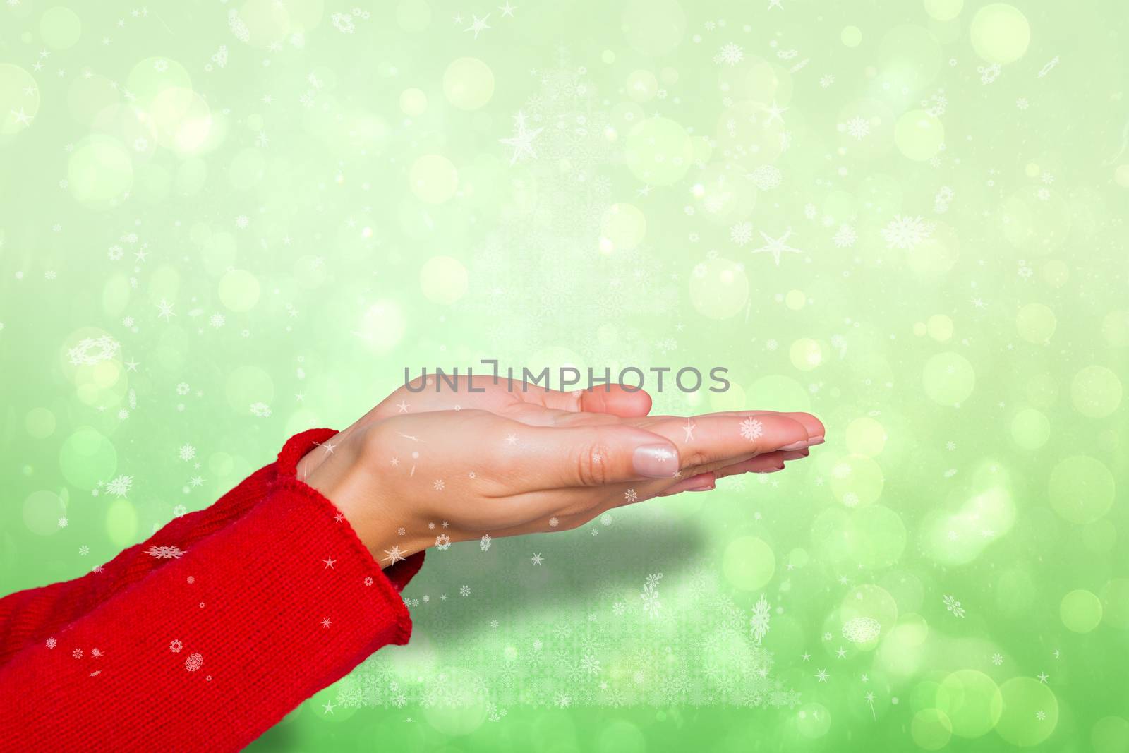 Composite image of woman holding out her hands by Wavebreakmedia