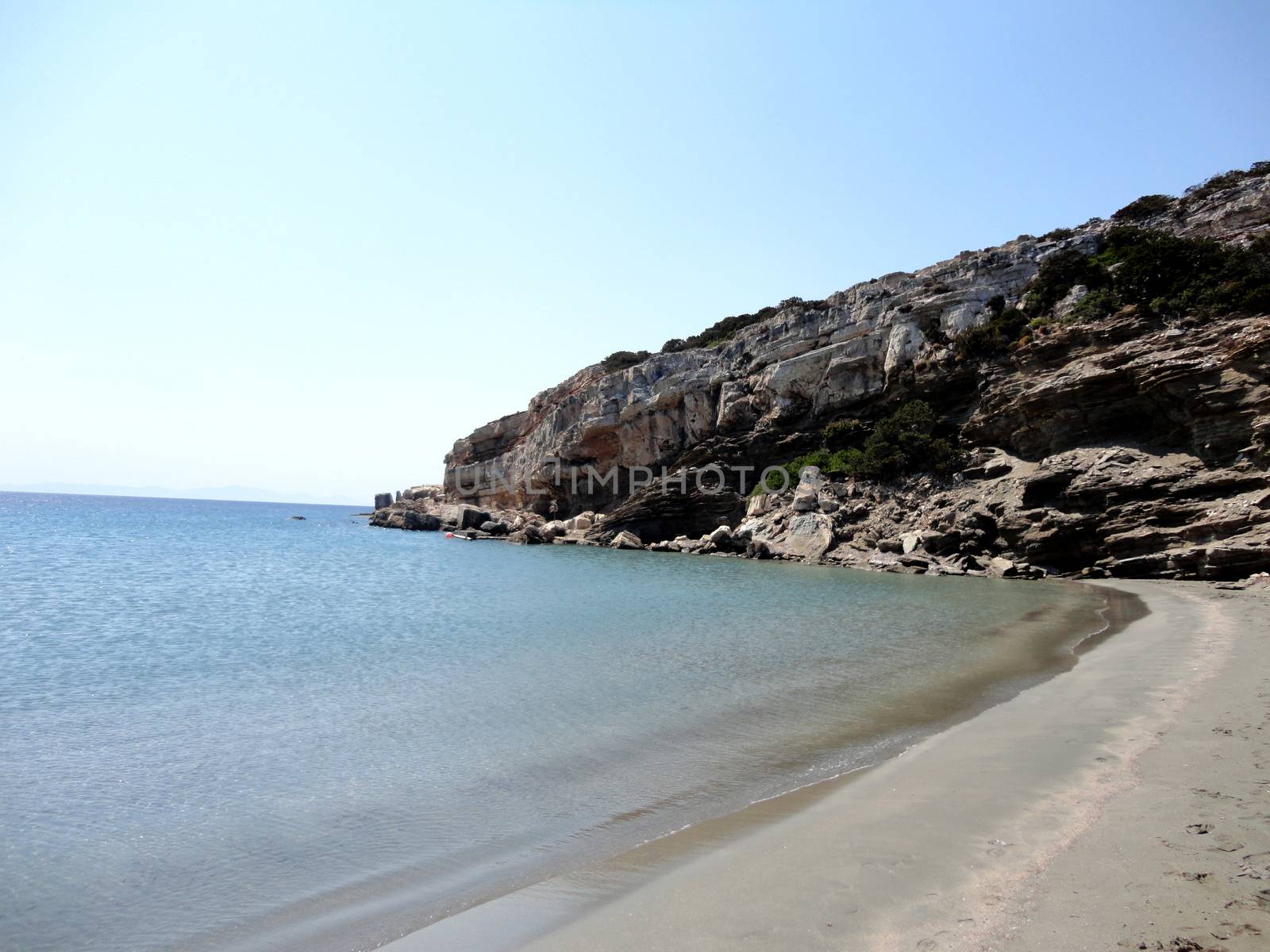 View of a Greek deserted Beach in Despotiko Island, Greece.

Picture taken on September 1, 2011.