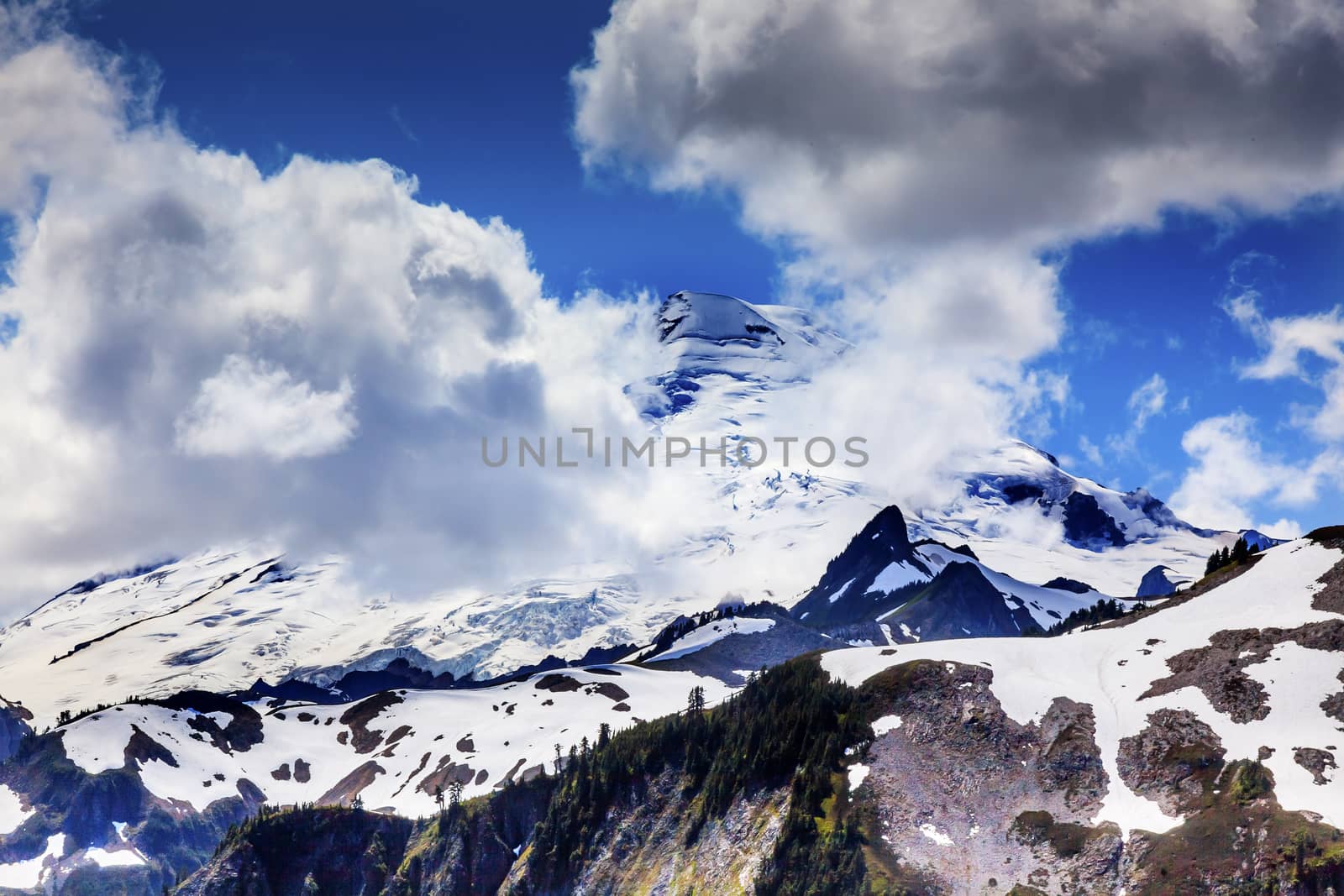 Mount Baker Under Clouds from Artist Point  Mount Baker Highway Snow Mountain Washington State Pacific Northwest