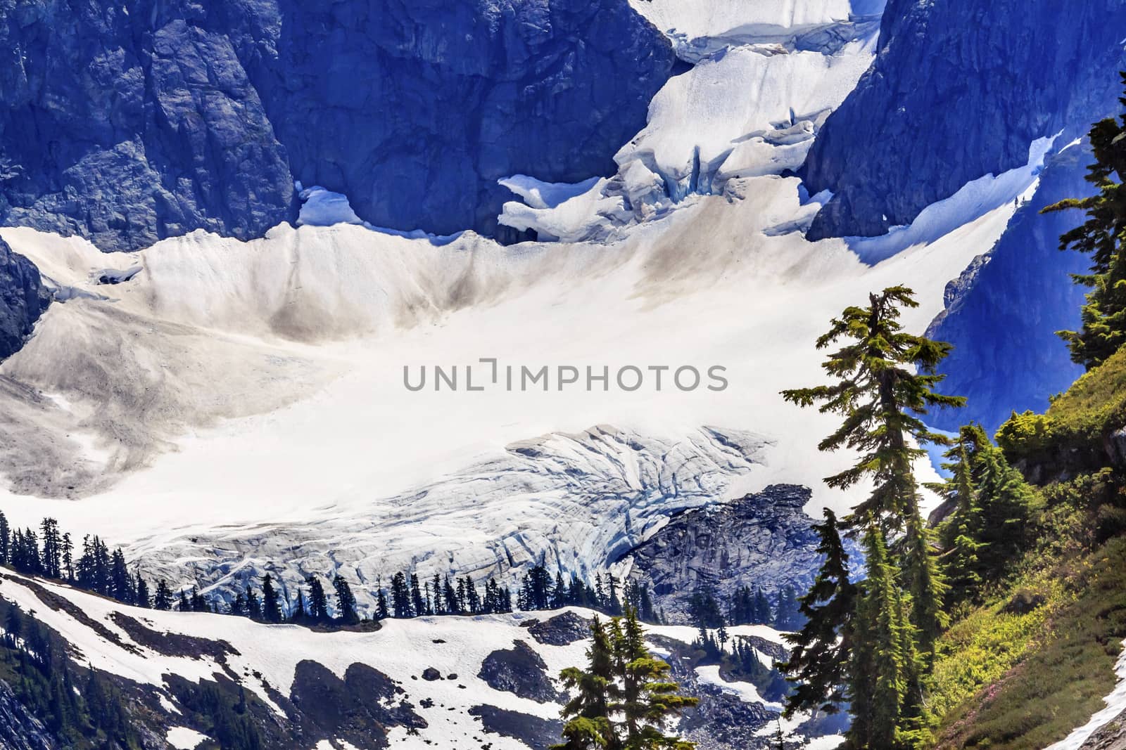 Mount Shuksan Glacier Close Up Evergreens Artist Point Washingto by bill_perry