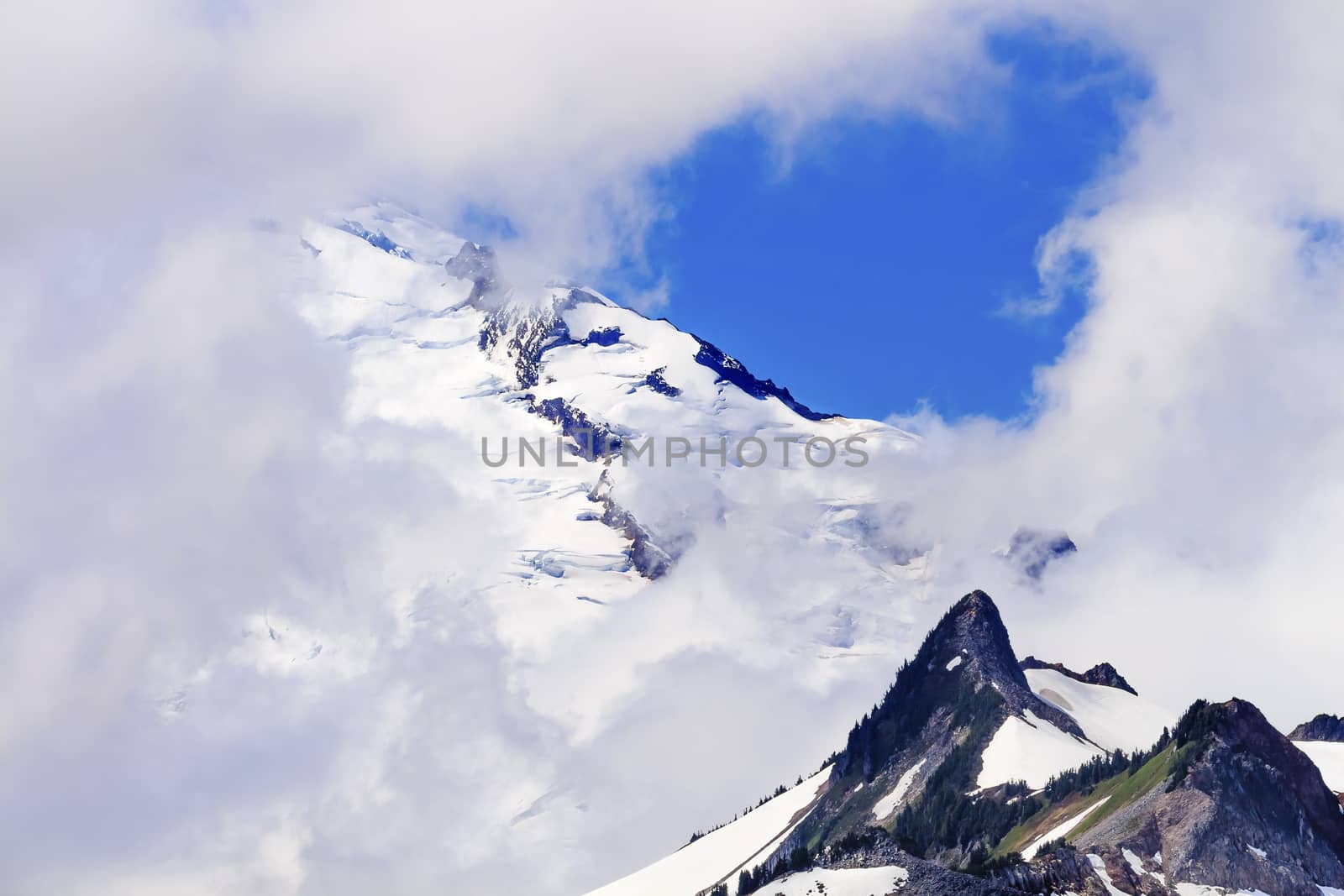 Mount Baker Under Clouds from Artist Point  Mount Baker Highway Snow Mountain Washington State Pacific Northwest