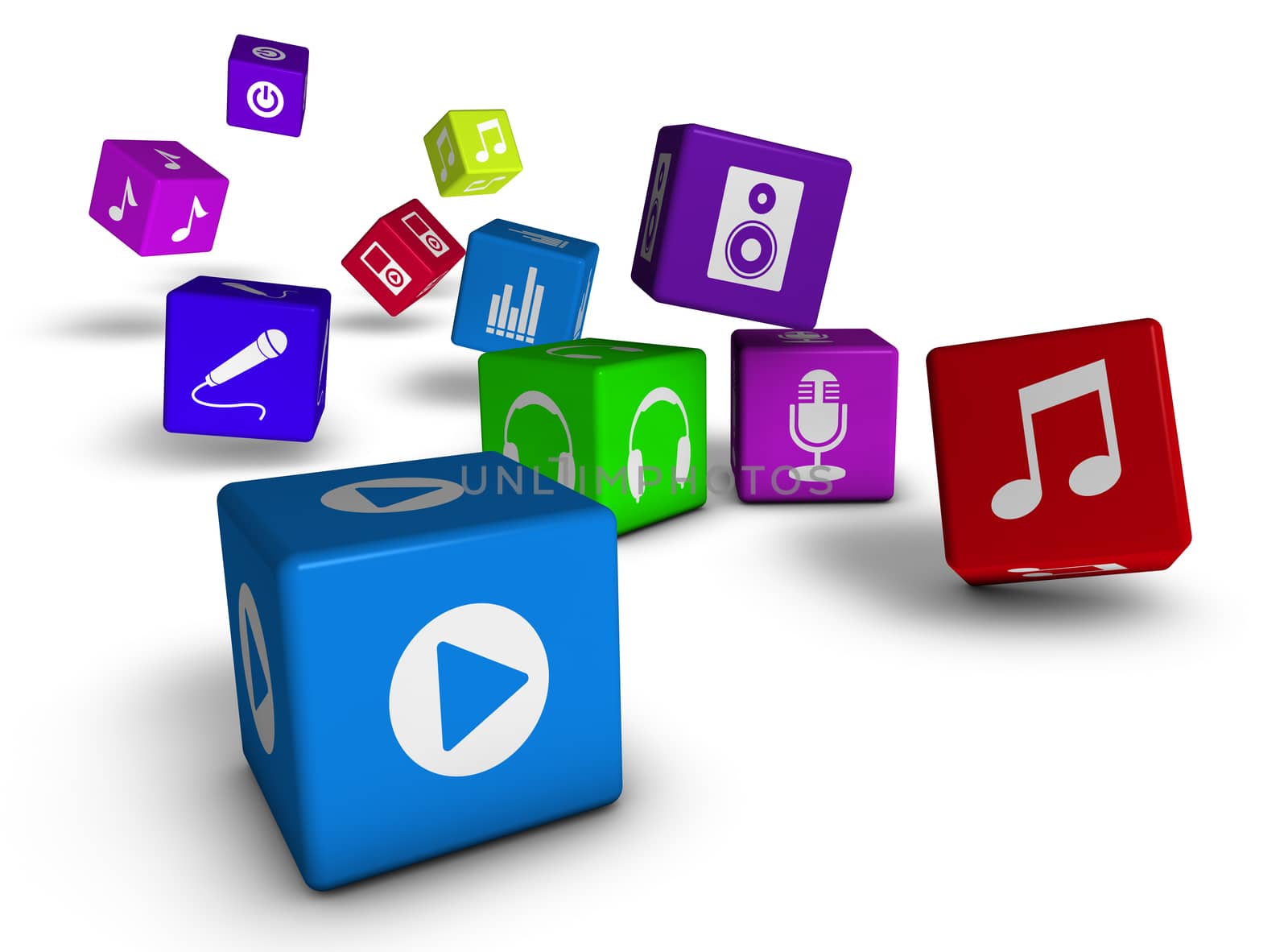 Music And Audio Web Icons Cubes Concept by nirodesign