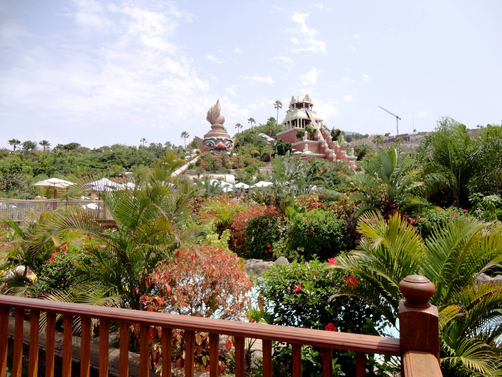 View of Siam Park's steep slide taken from the park's entrance, Tenerife, Spain.

Picture taken on July 28, 2011.