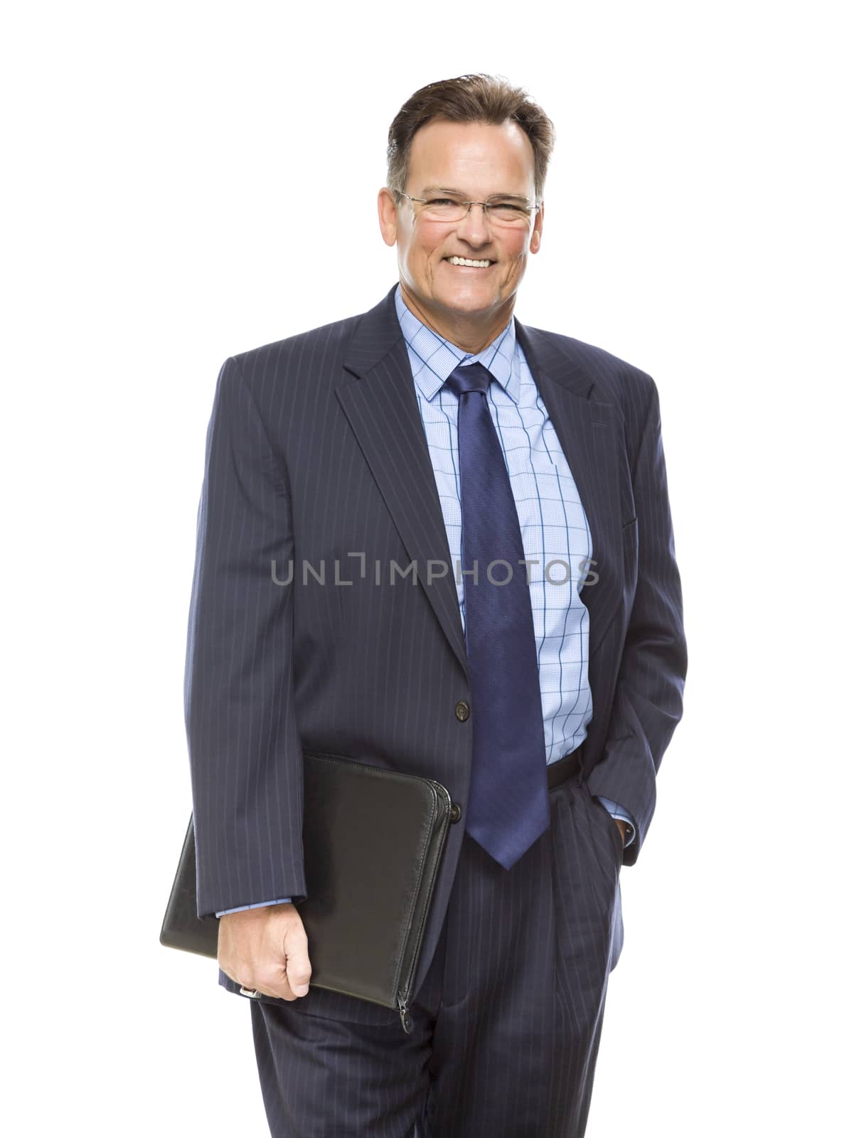 Handsome Businessman Smiling in Suit and Tie Isolated on a White Background.