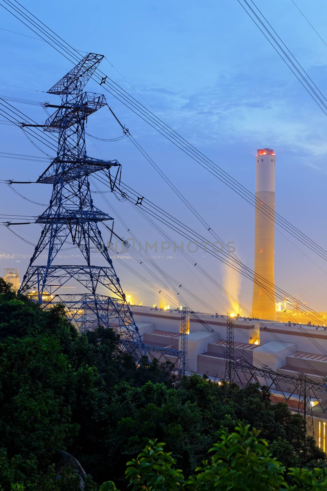 coal power station and night blue sky  by cozyta