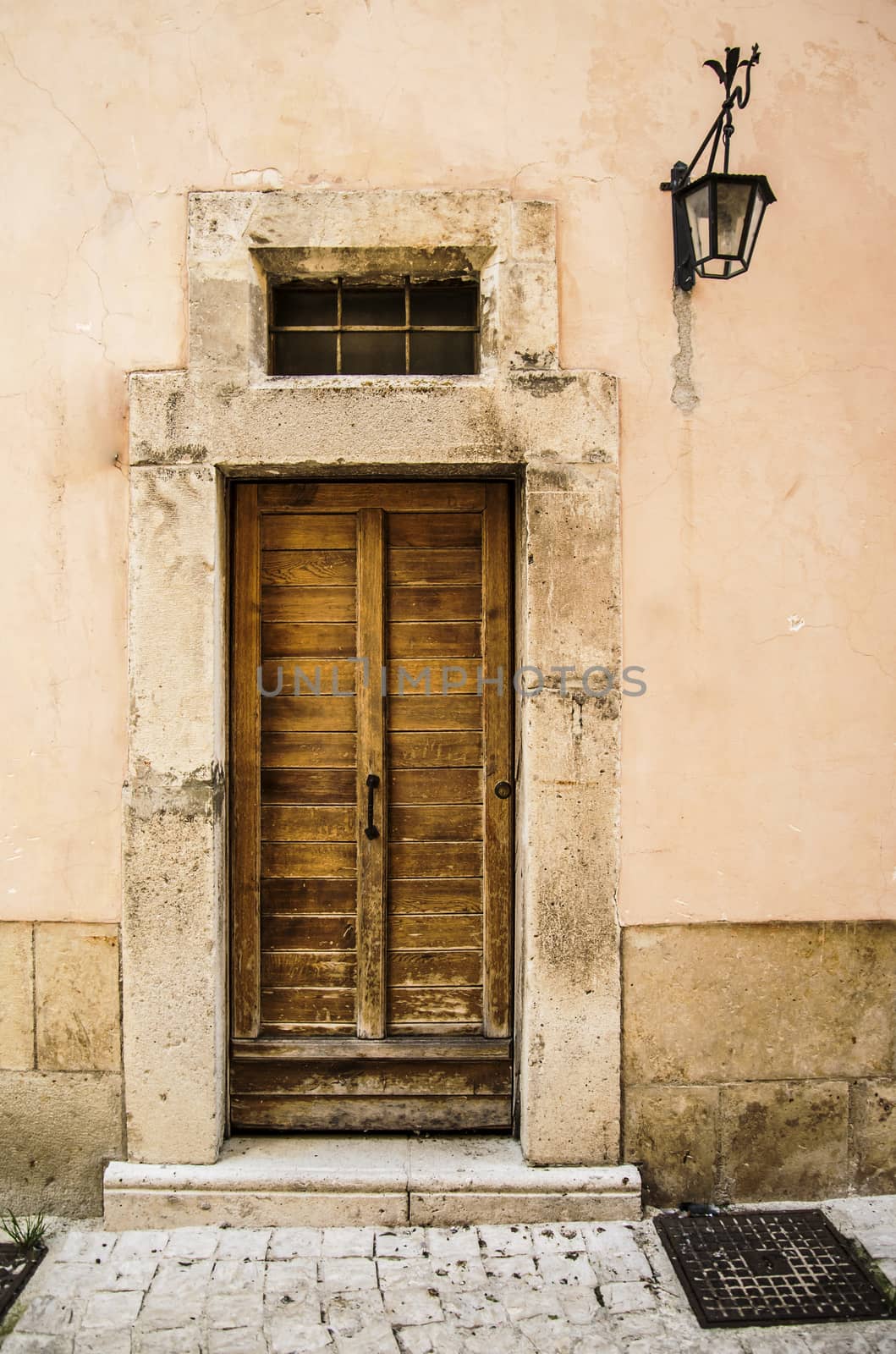 italian door in small village, Italy