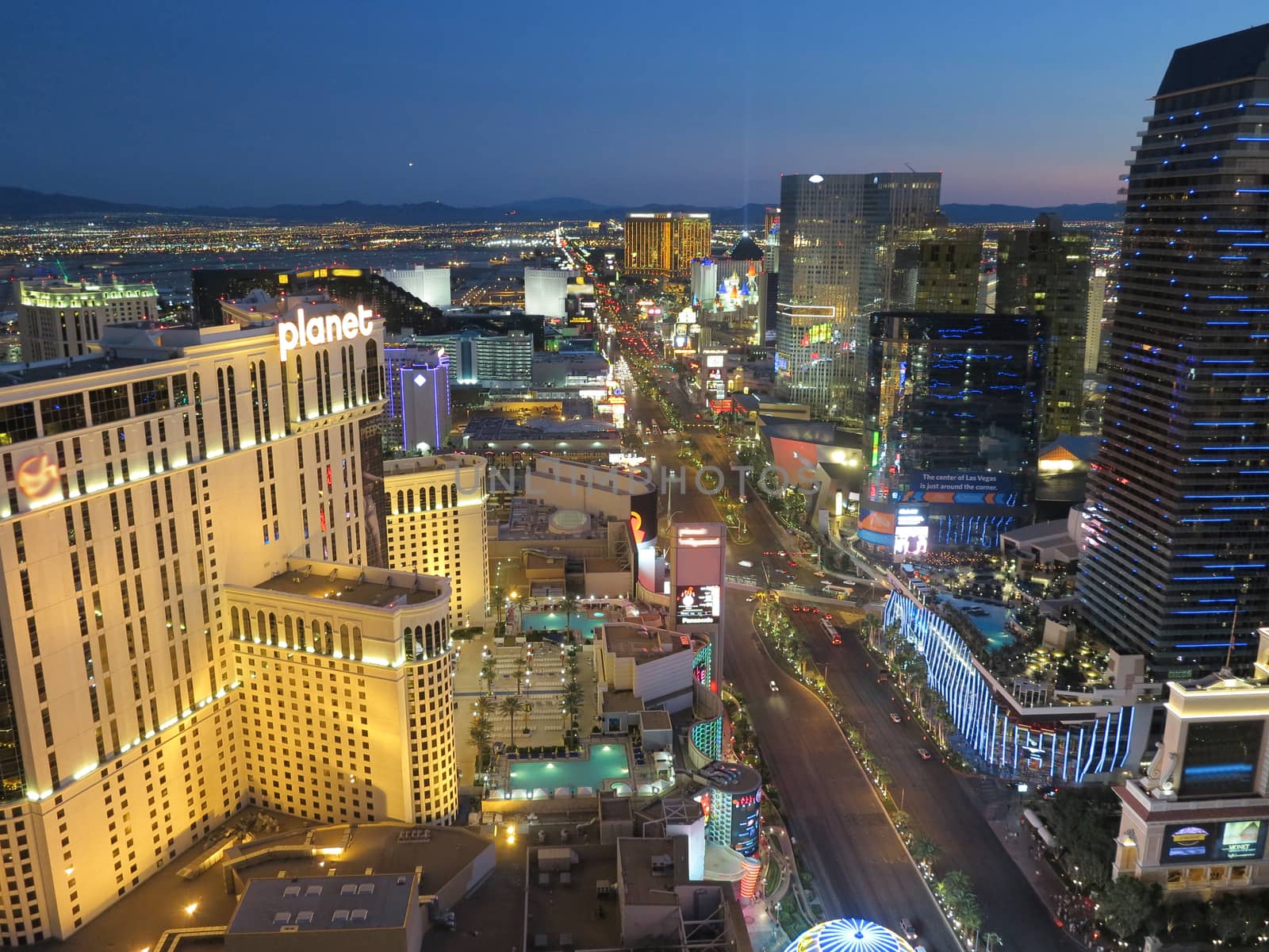 View of Las Vegas from high up in the air