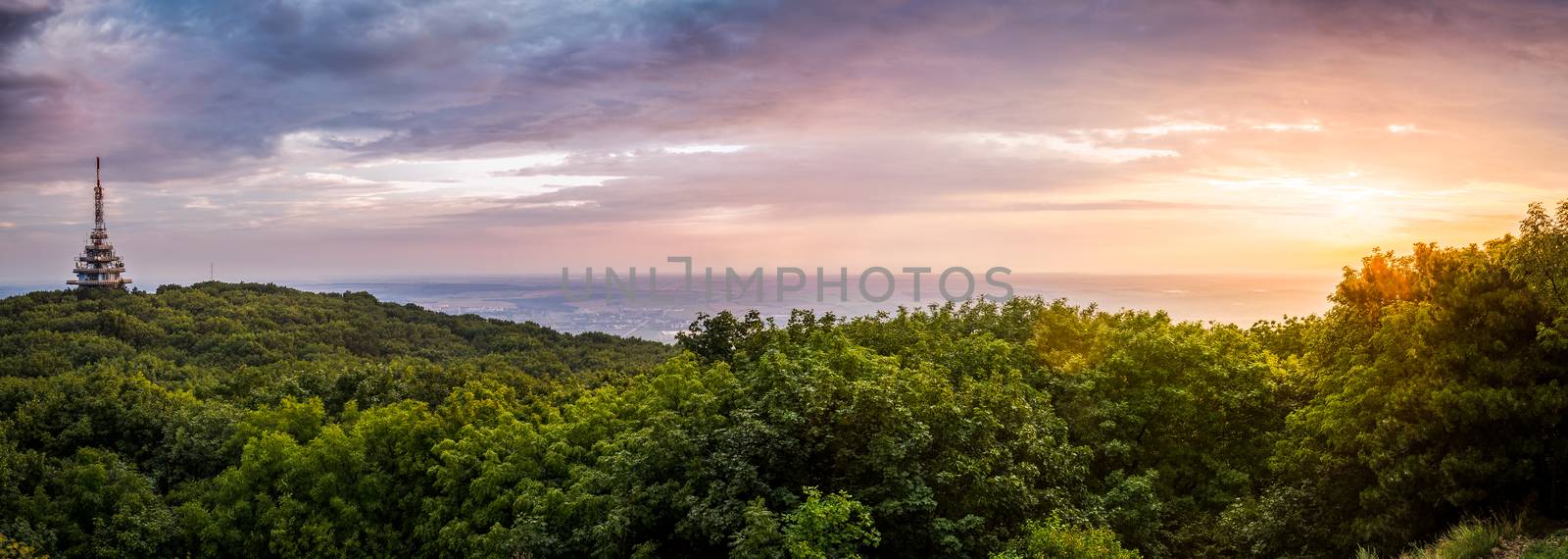 TV and GSM Transmitter at Sunset on Zobor Mountain, Nitra, Slovakia