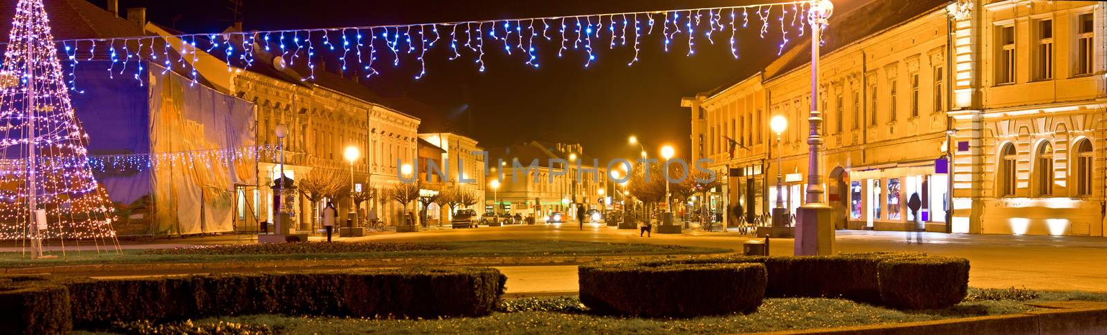 Town of Koprivnica Christmas panorama, Podravina region, Croatia
