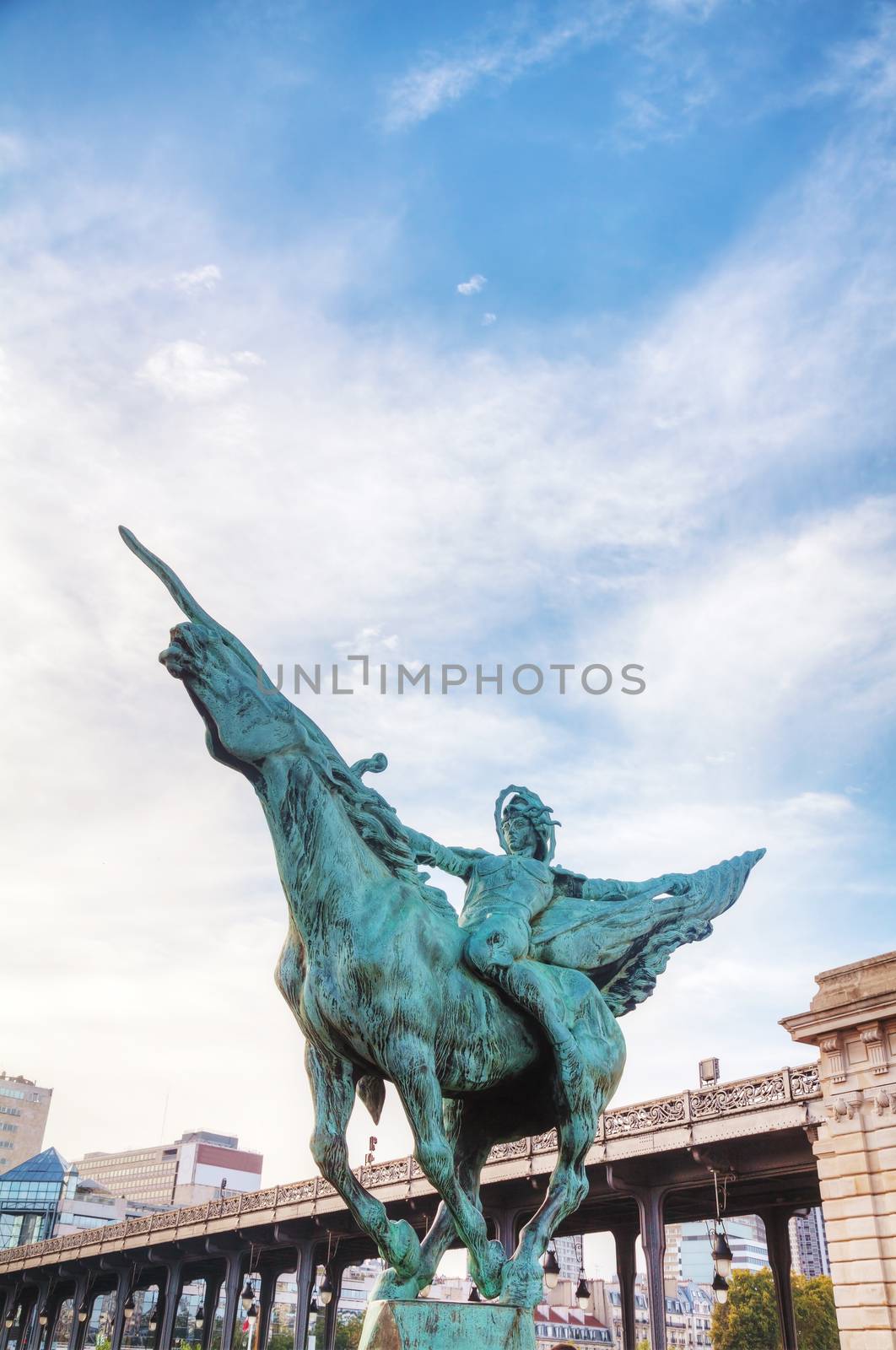 Statue 'La France renaissante' at Bir-Hakeim bridge in Paris, France