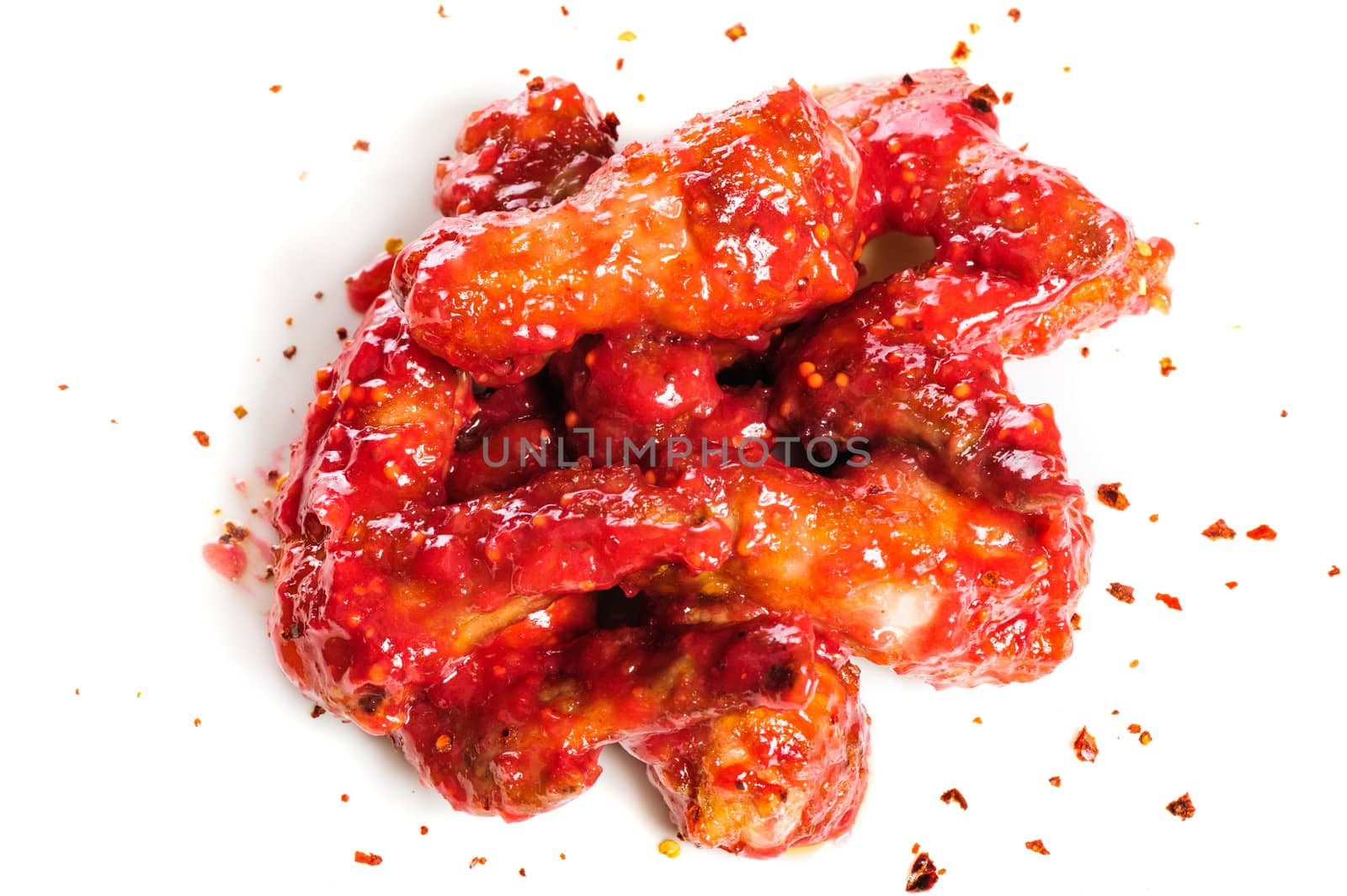 grilled chicken wings in hot raspberry sauce