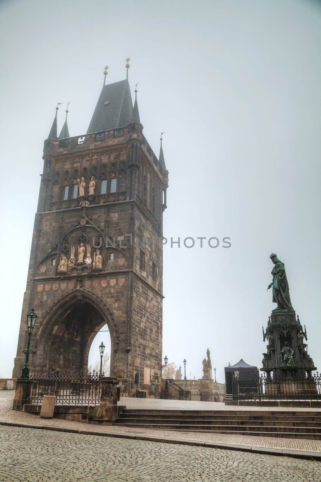 The Old Town tower of Charles bridge in Prague 