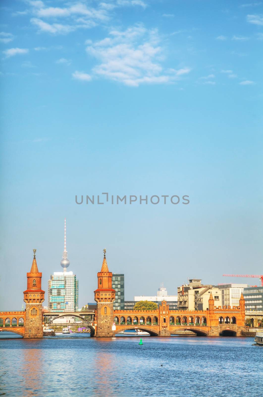 Berlin cityscape with Oberbaum bridge on a sunny day