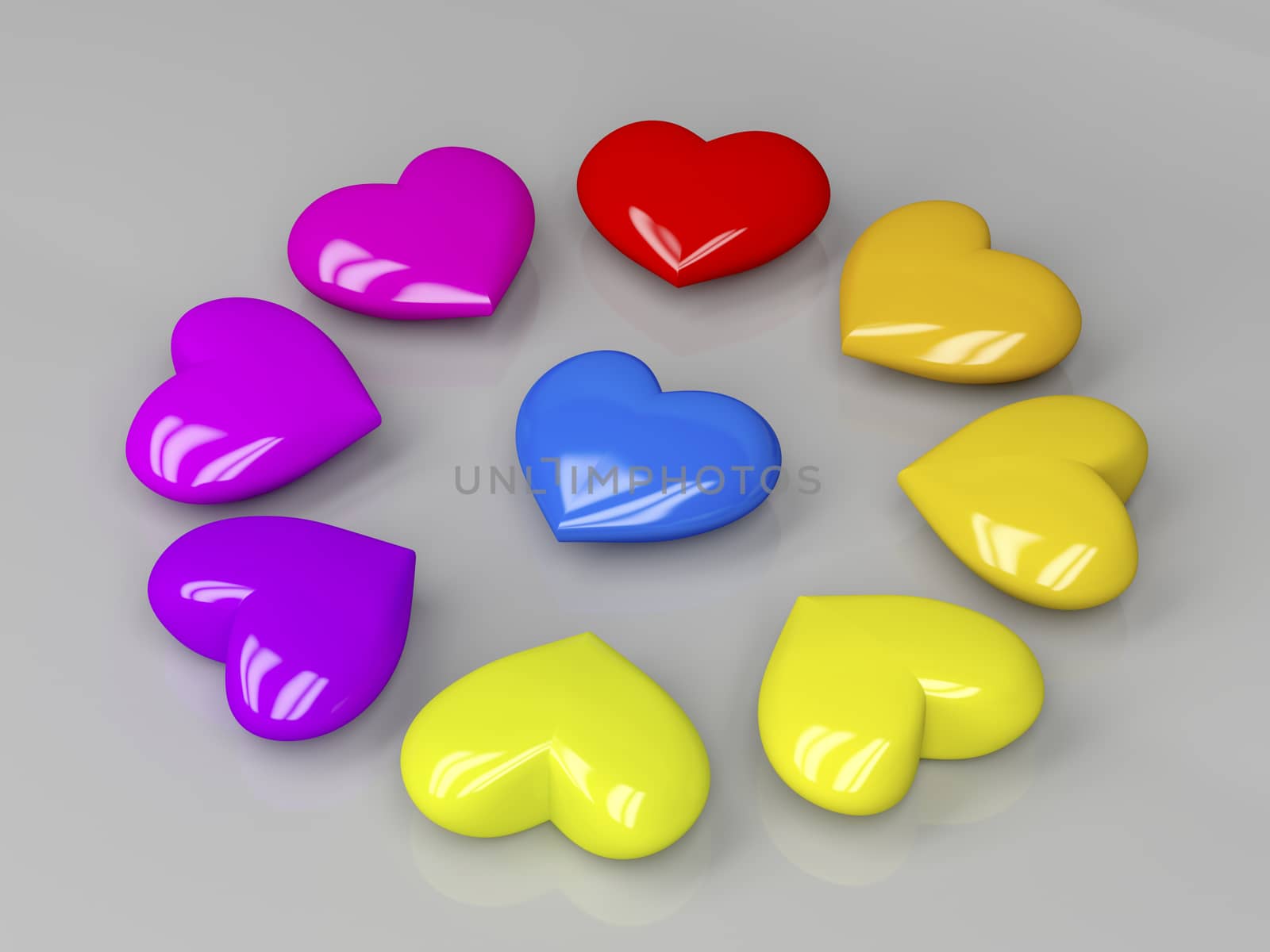 Colorful shiny hearts by magraphics