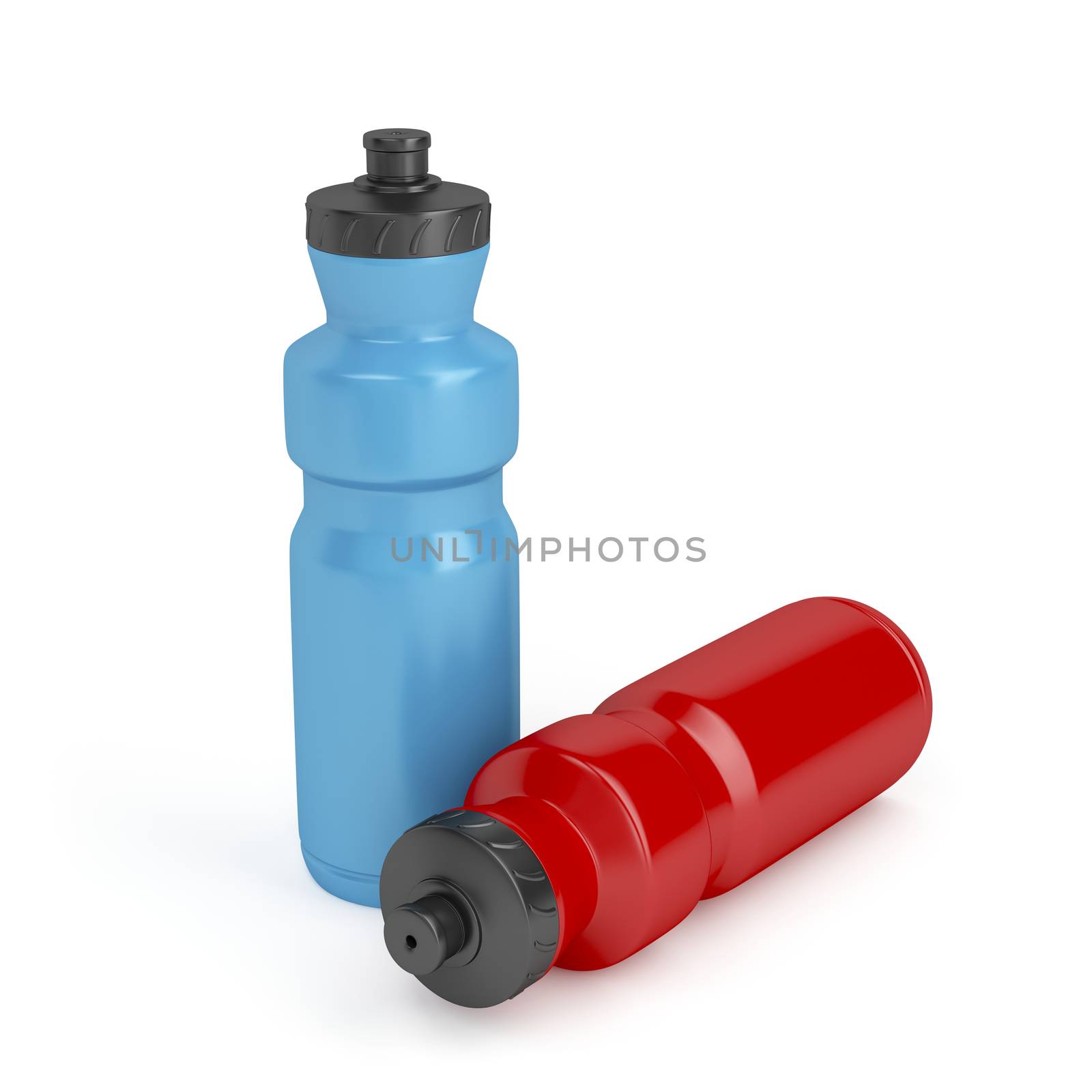 Blue and red plastic bottles by magraphics