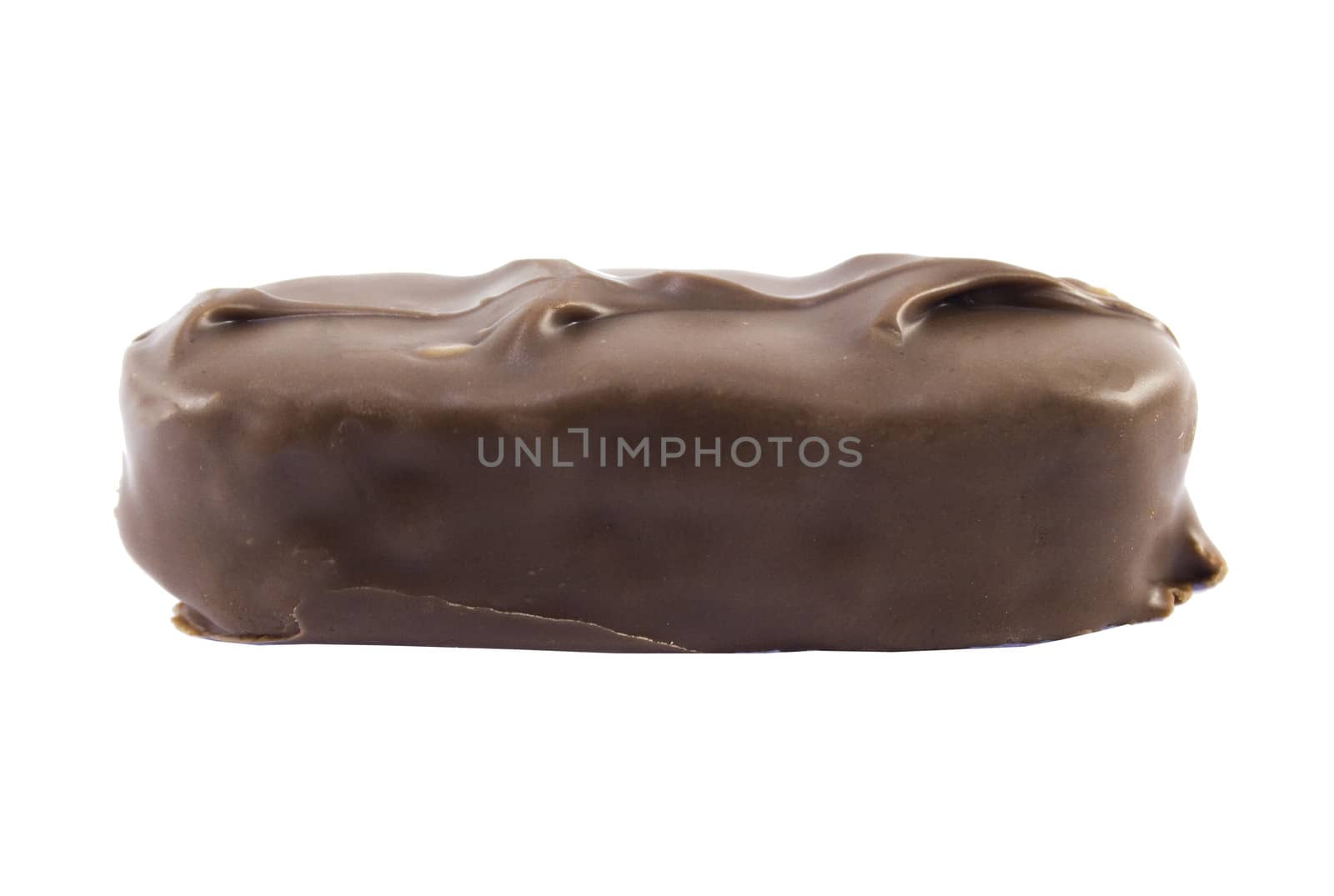 Closeup of chocolate bar isolated on white.