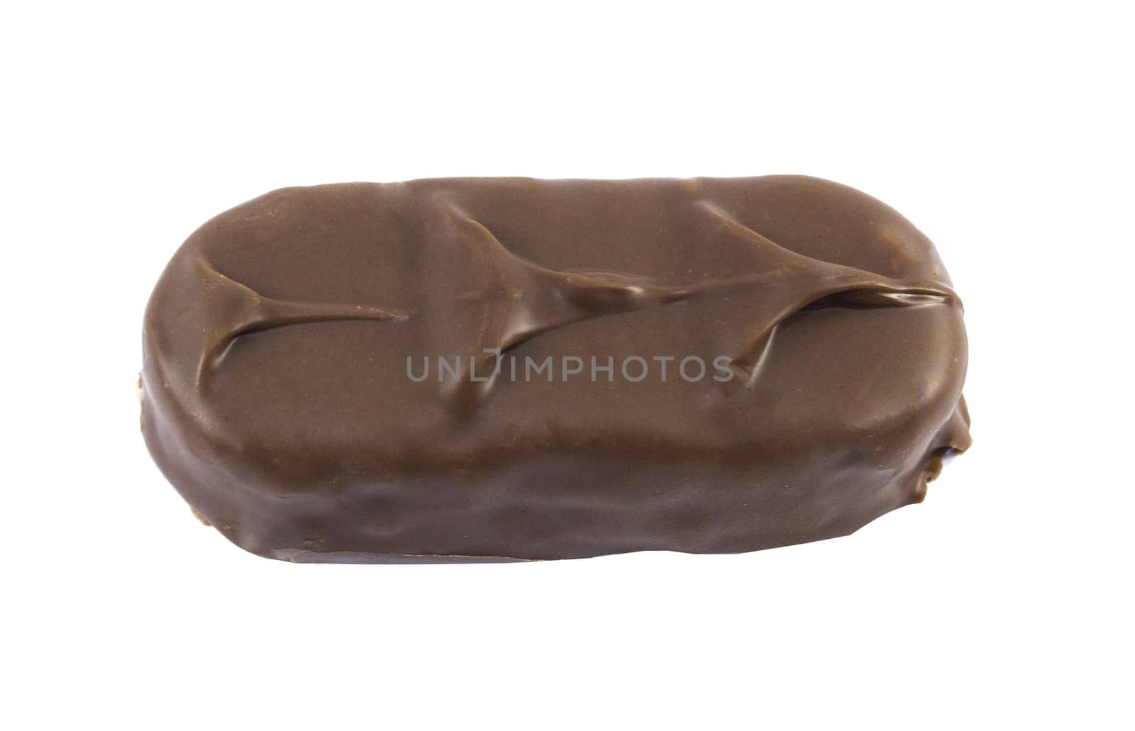 Closeup of chocolate bar isolated on white.